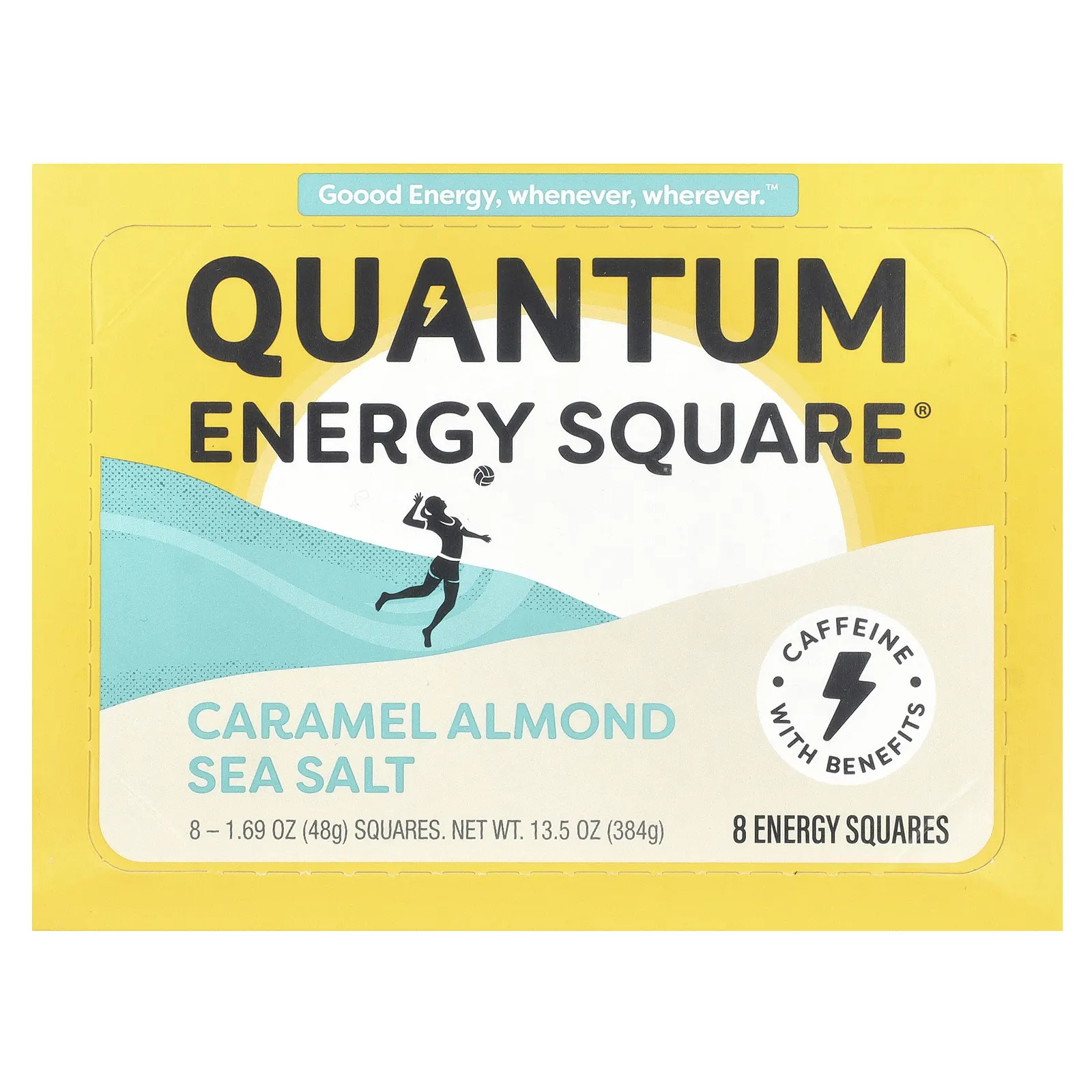 Quantum Energy Square, морская соль с карамелью и миндалем, 8 шт., 48 г (1,69 унции) каждый