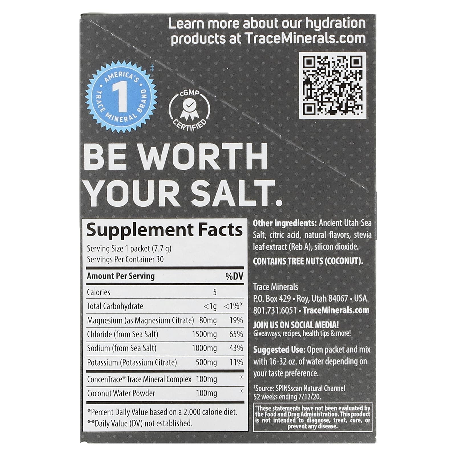 Trace Minerals ®, Смесь для приготовления напитков с электролитами ZeroLyte, соленый цитрус, 30 пакетиков по 7,7 г (0,27 унции)