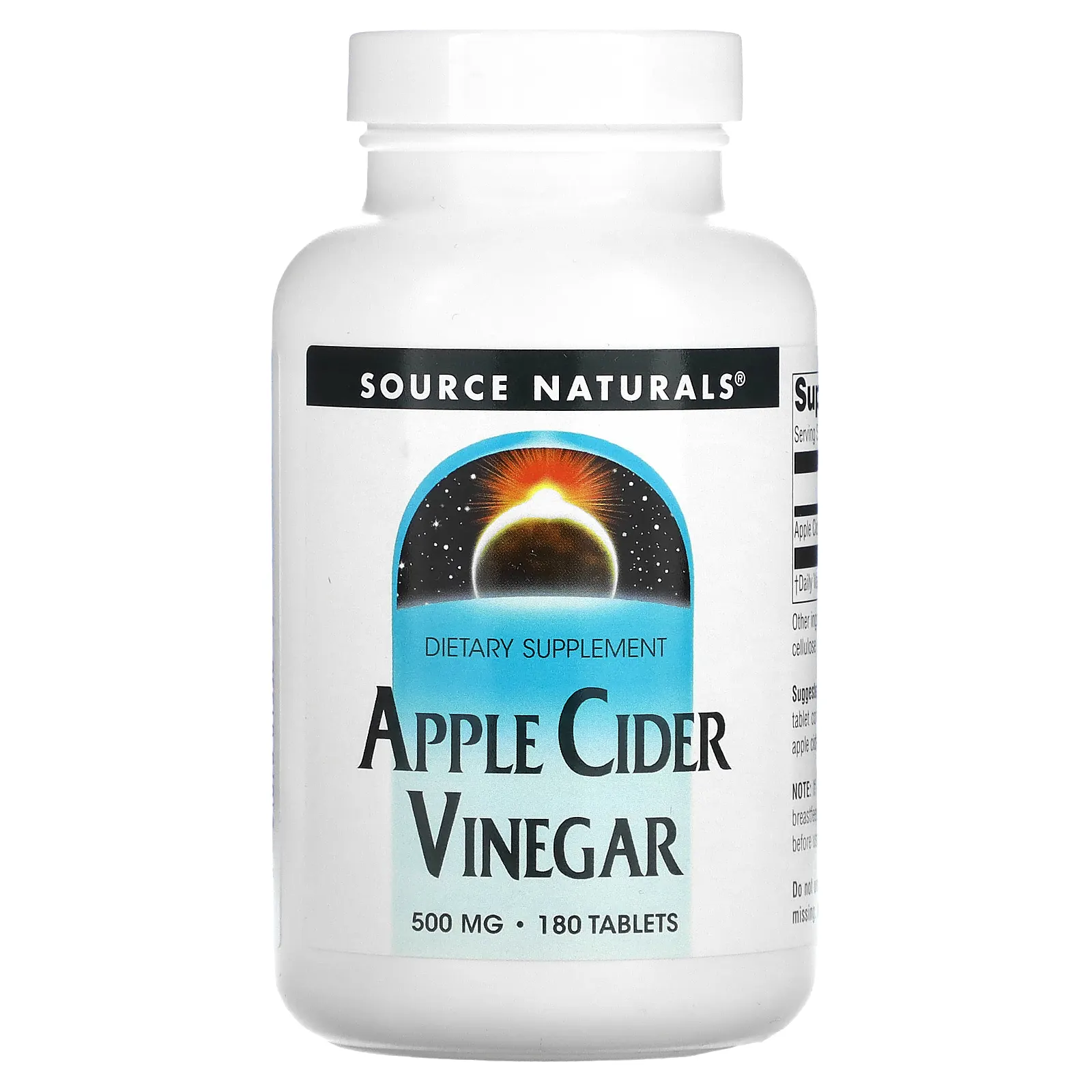 Source Naturals, яблочный уксус, 500 мг, 180 таблеток