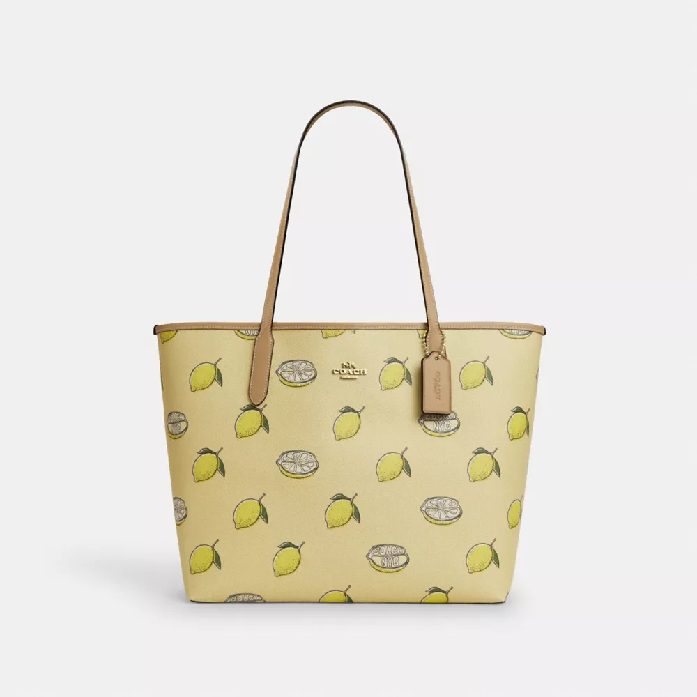 Сумка COACH City Tote Bag With Lemon Print