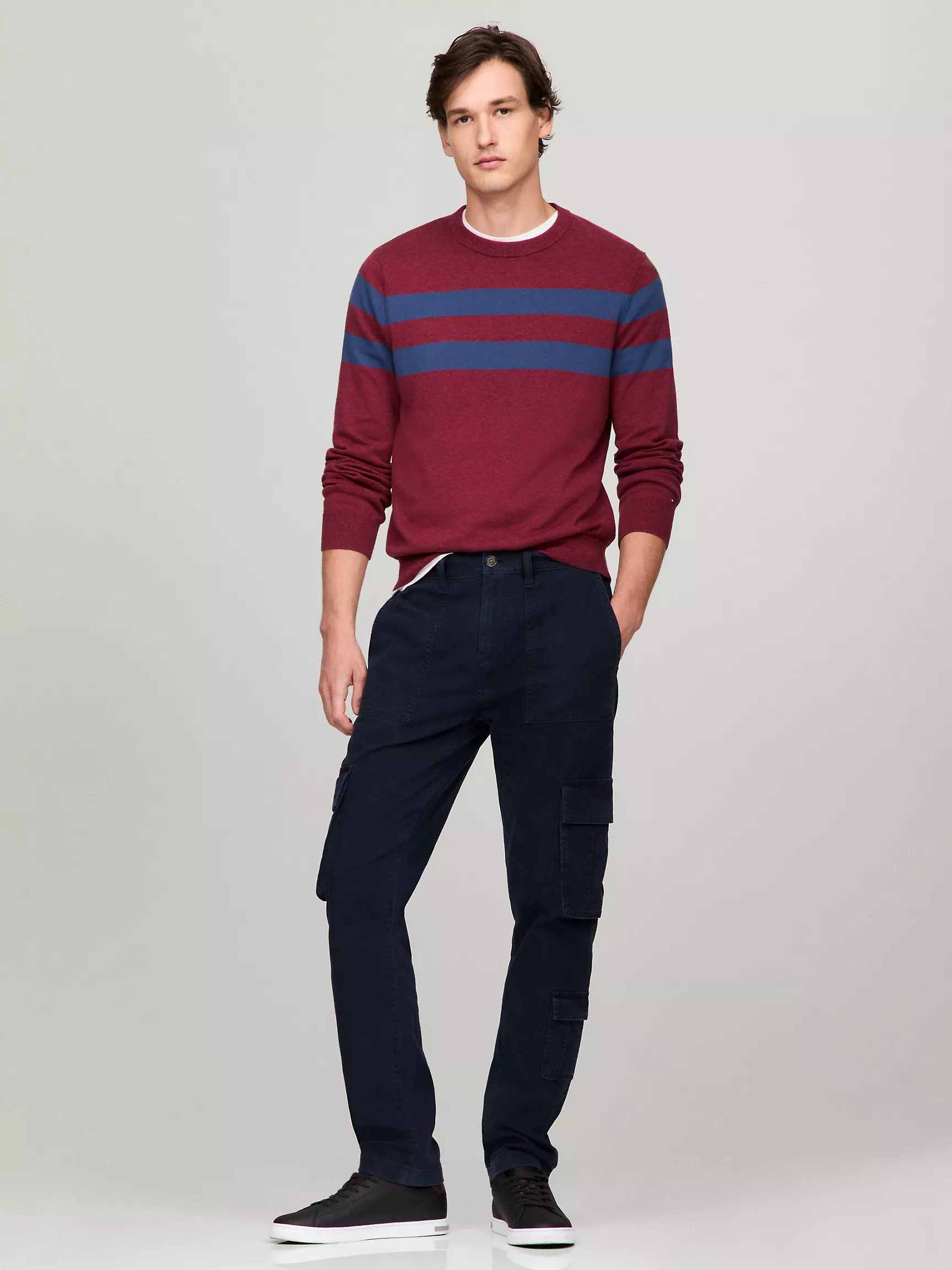Мужской свитер Tommy Hilfiger, Свитер с двойной полоской и круглым вырезом