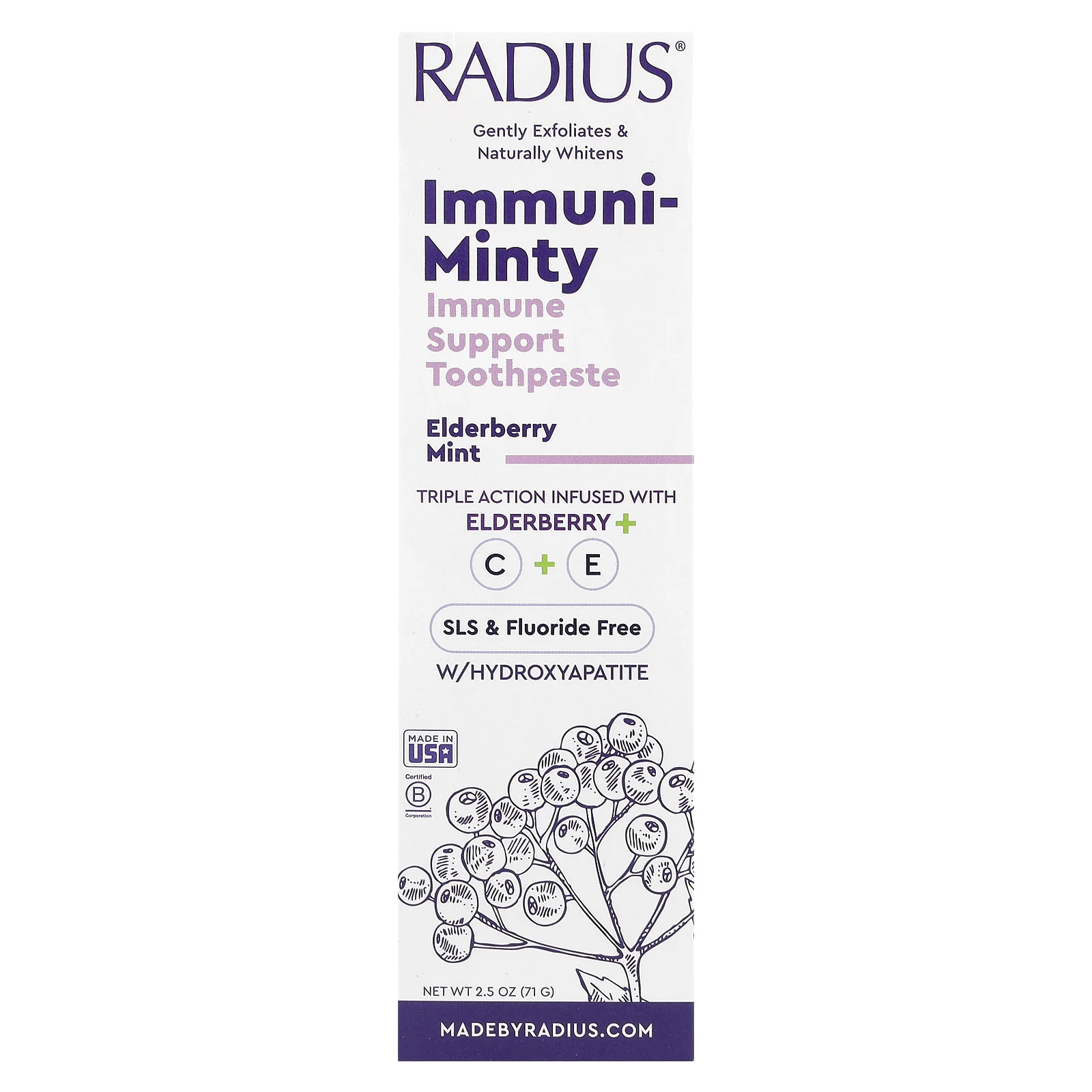RADIUS, Immuni-Minty, зубная паста для поддержки иммунитета, бузина и мята, 71 г (2,5 унции)