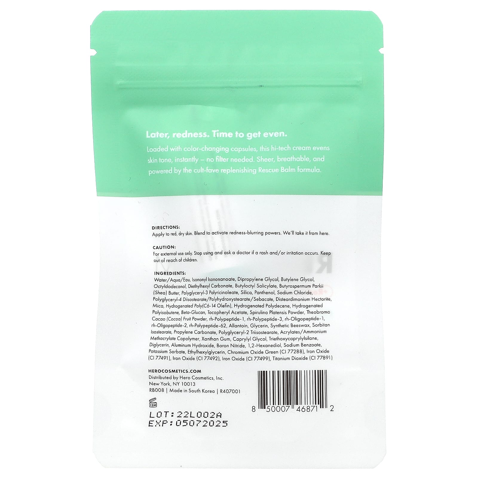 Hero Cosmetics, Rescue бальзам с красной коррекцией, мини, 5 мл (0,169 жидк. унции)