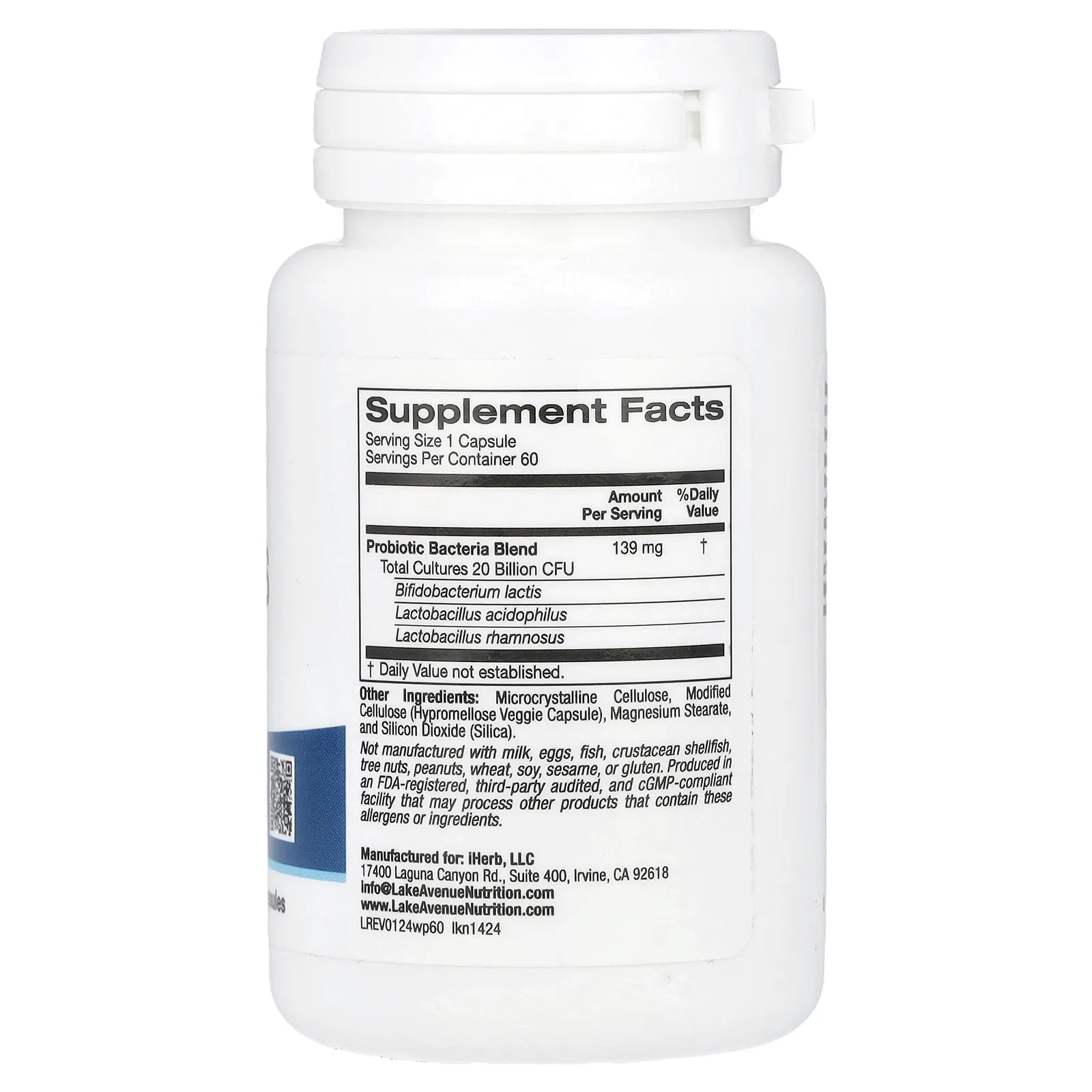 Lake Avenue Nutrition, Пробиотики для женщин, 20 млрд КОЕ, 60 растительных капсул