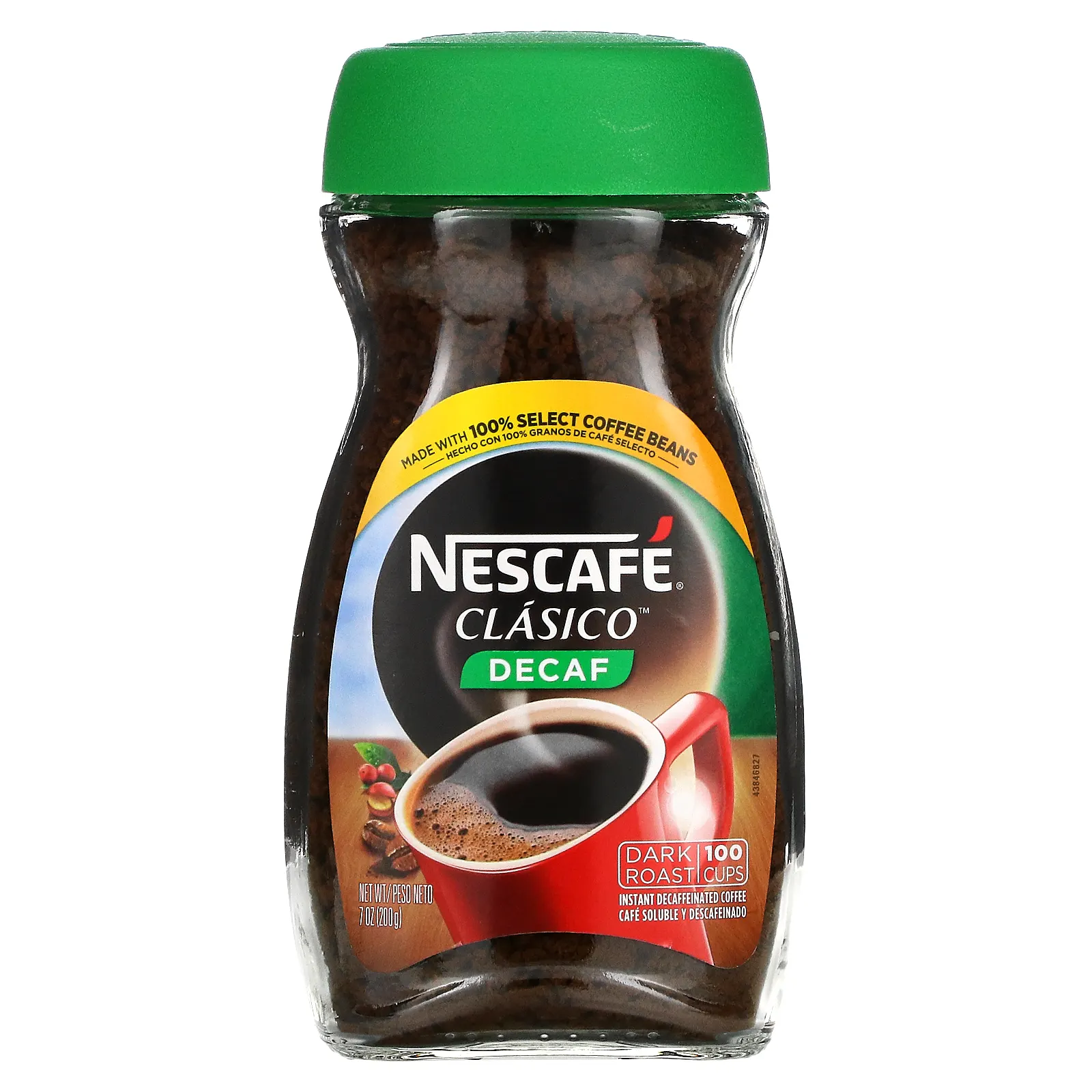 Nescafé, Clasico, растворимый кофе без кофеина, темная обжарка, без кофеина, 200 г (7 унций)