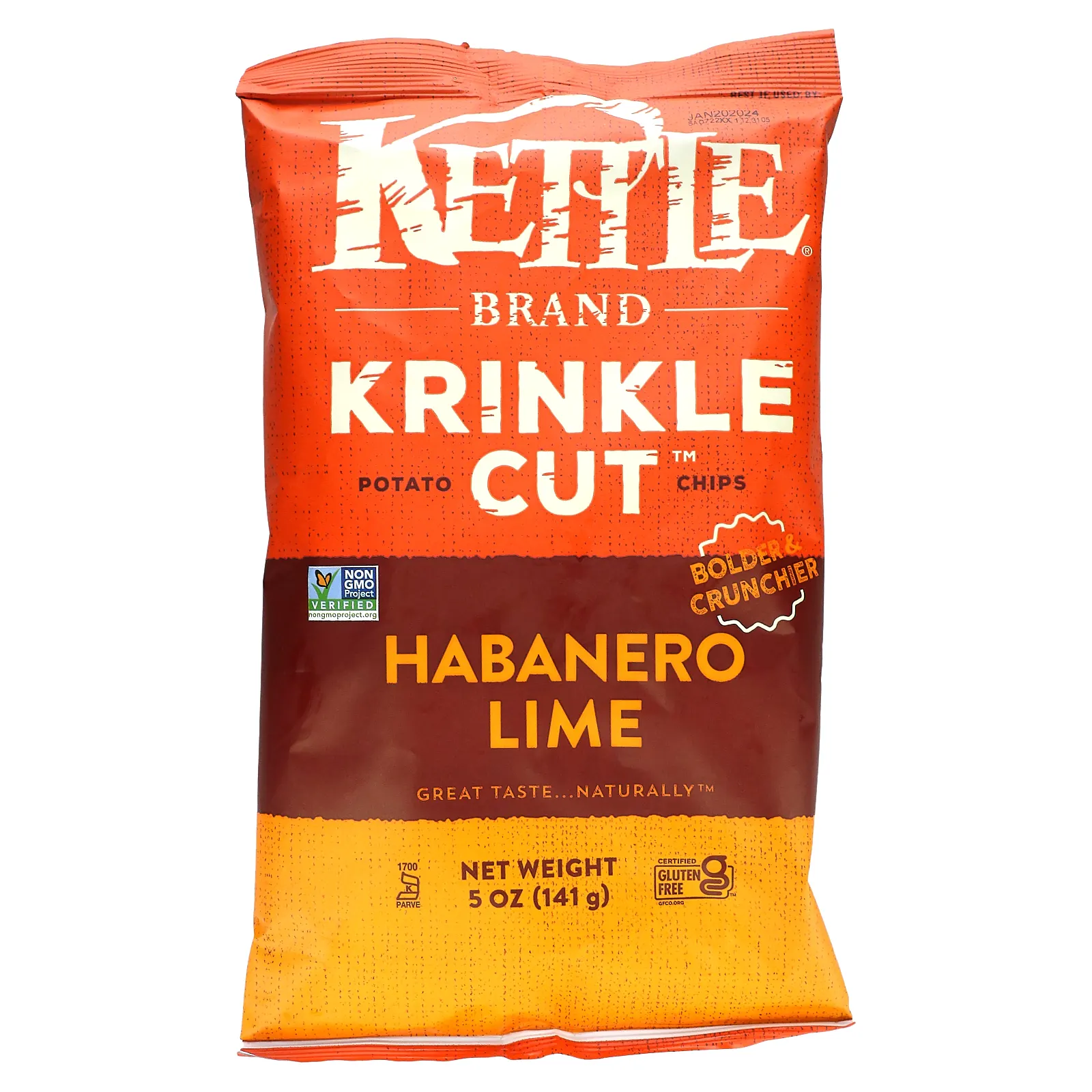 Kettle Foods, Krinkle Cut Potato Chips, Habanero Lime, 5 oz (141 g)