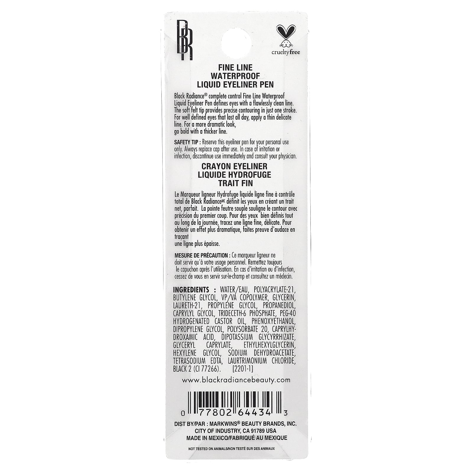 Black Radiance, Fine Line, водостойкая жидкая подводка для глаз, CA6425, черный бархат, 0,94 мл (0,03 жидк. унции)