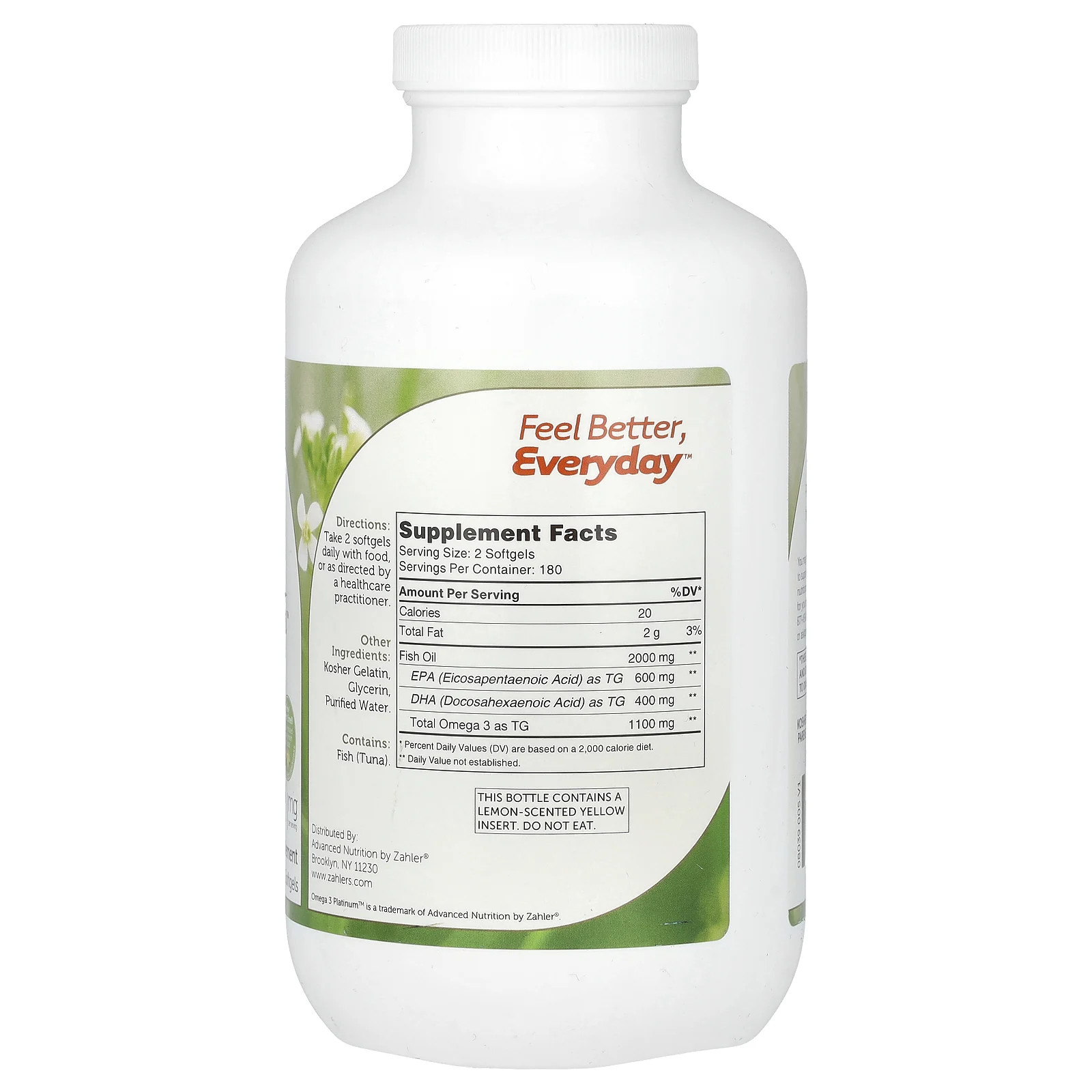 Zahler, Omega 3 Platinum, усовершенствованный рыбий жир с омега-3, 2000 мг, 360 капсул (1000 мг в 1 мягкой таблетке)