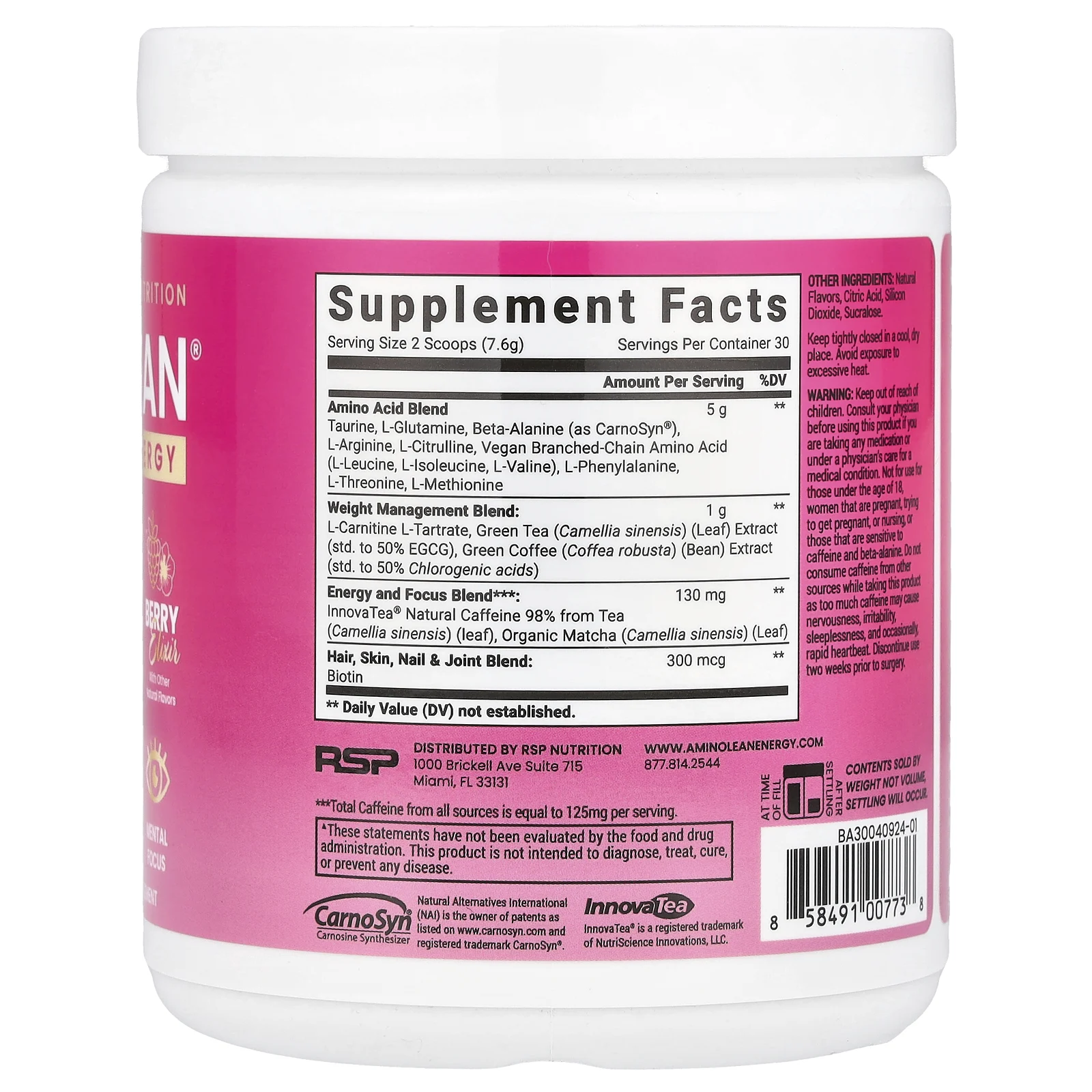 RSP Nutrition, AminoLean X Alix Earle, ягодный, 228 г (8,04 унции)