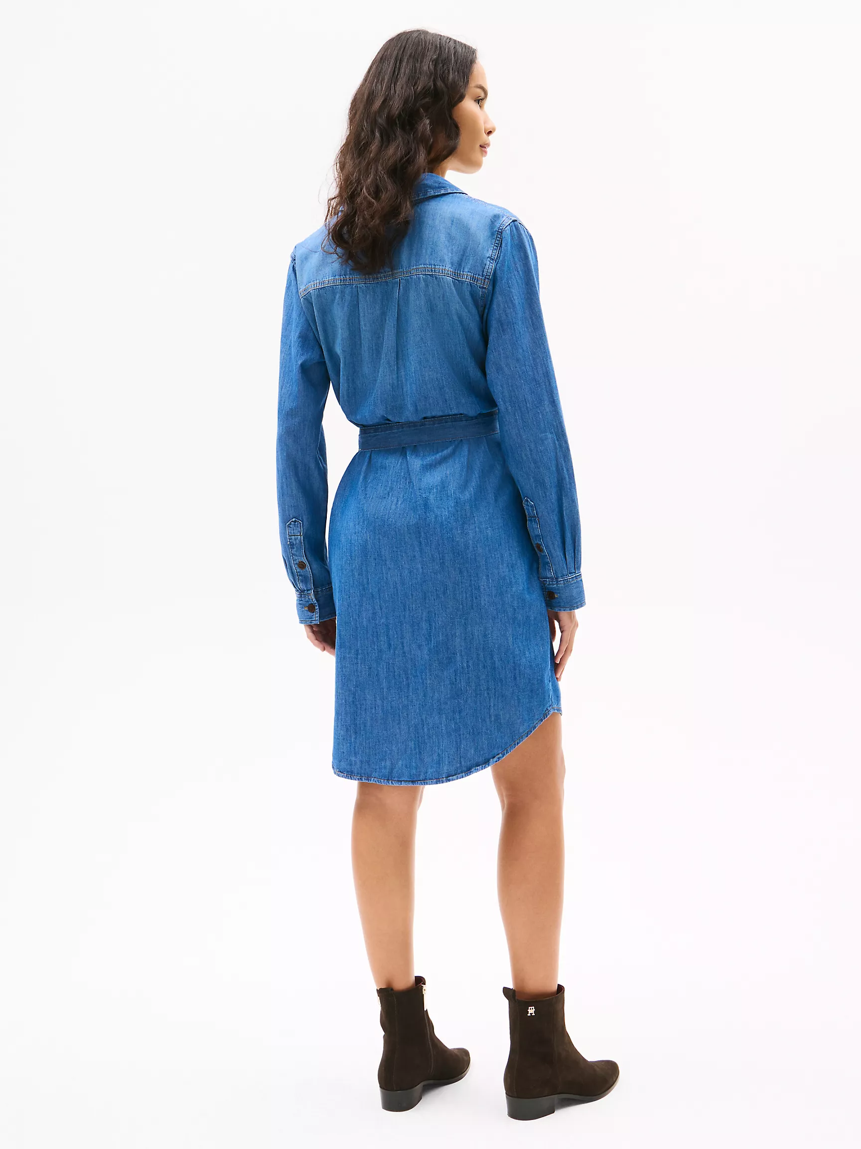 Женское платье Tommy Hilfiger, Платье-рубашка из шамбре с длинными рукавами и поясом