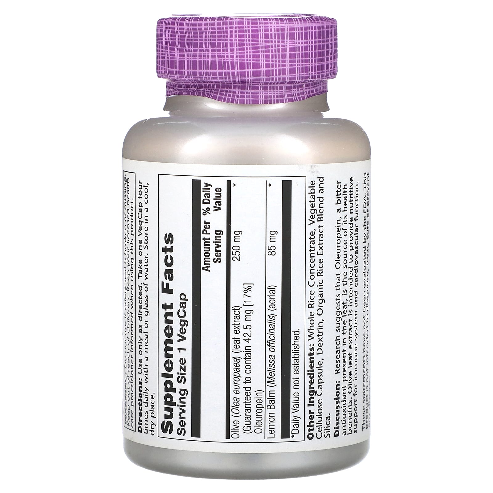 Solaray, экстракт из листьев оливкового дерева, 250 мг, 120 растительных капсул