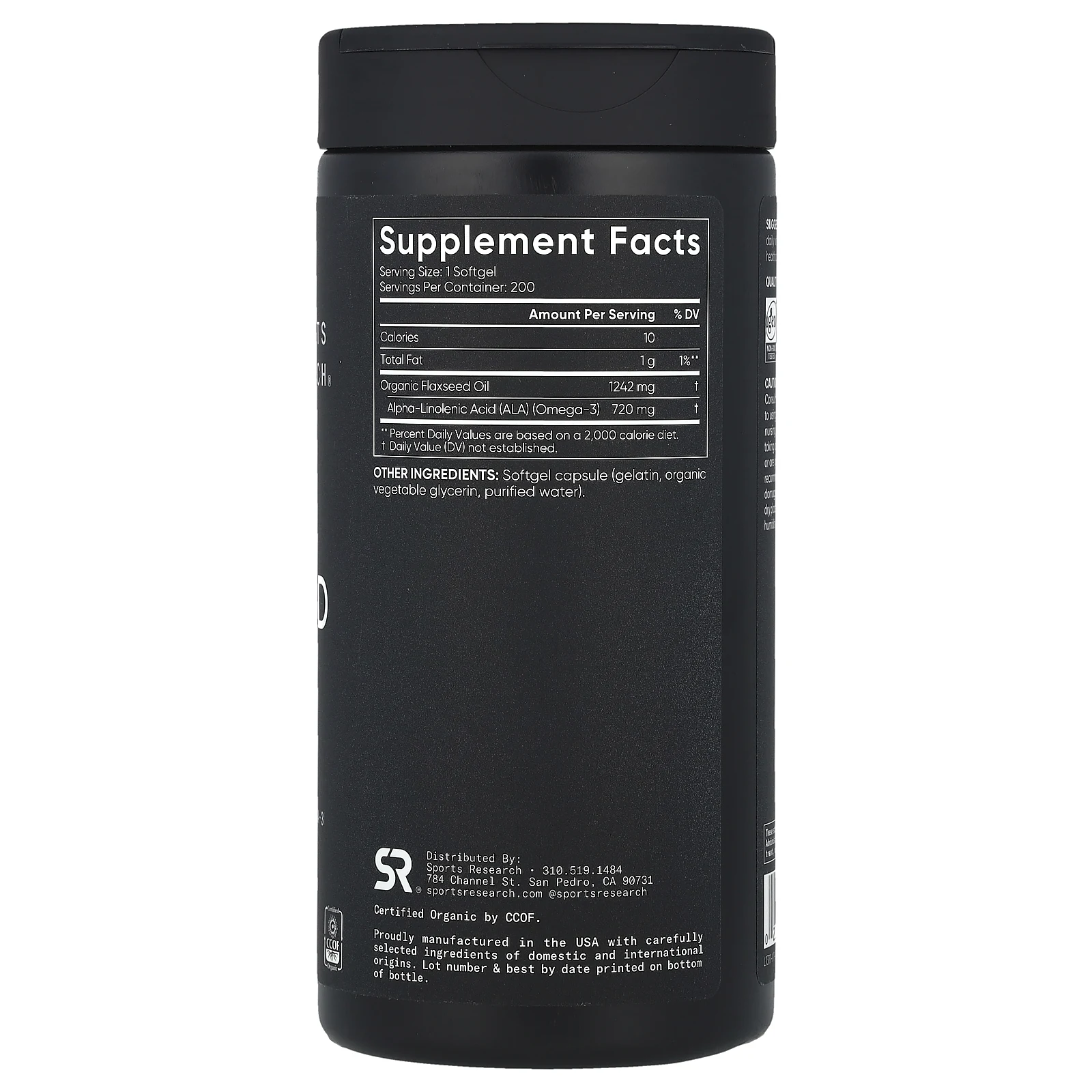 Sports Research, Льняное масло, 200 мягких таблеток