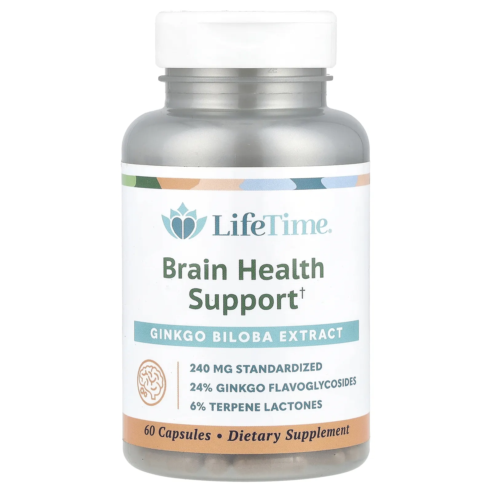 LifeTime Vitamins, экстракт гинкго билоба, 120 мг, 60 капсул