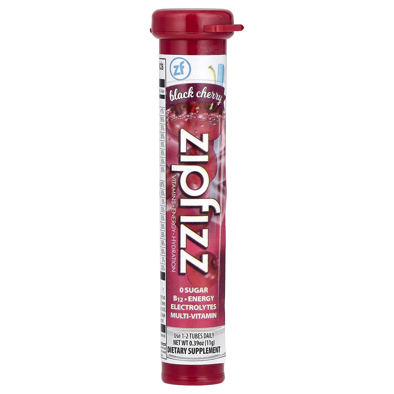 Zipfizz, Энергетическая смесь для здоровых видов спорта с витамином B12, черная вишня, 20 тюбиков по 11 г (0,39 унции)