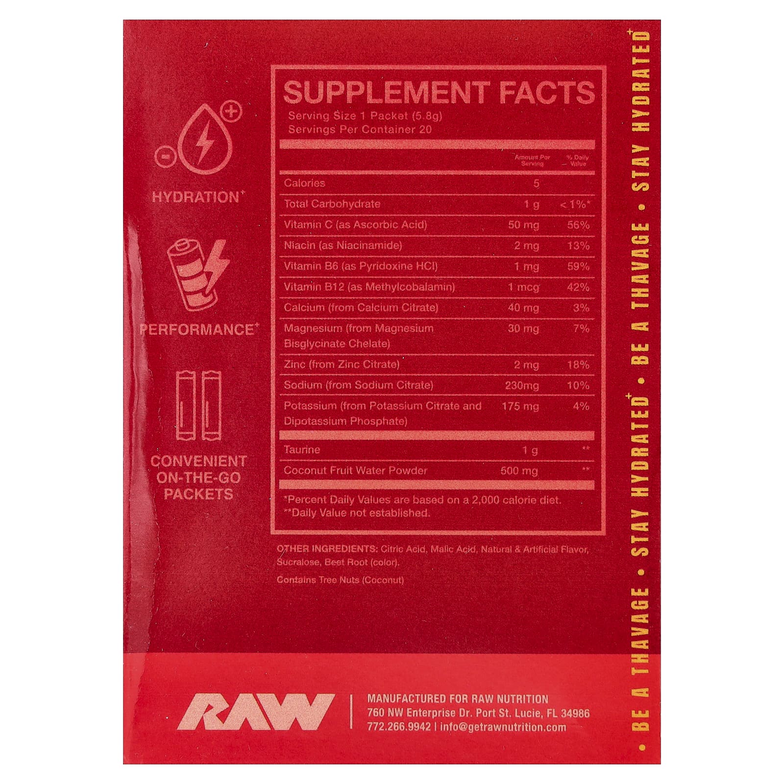 Raw Nutrition, Bum, увлажнение, электролитная формула, фруктовый пунш, 20 пакетиков по 5,8 г (0,2 унции)