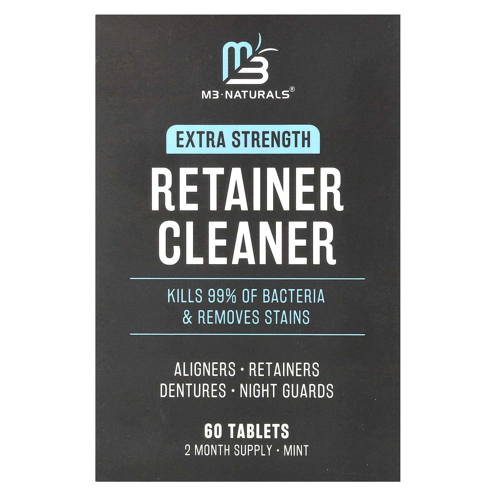 M3 Naturals, Retainer Cleaner, Extra Strength, Mint, 60 таблеток