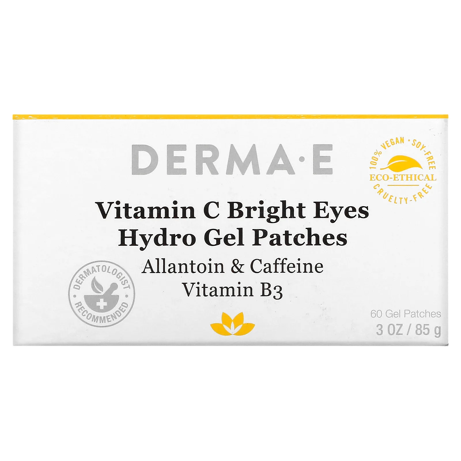 DERMA E, Bright Eyes, гидрогелевые патчи с витамином C, 60 патчей, 85 г (3 унции)