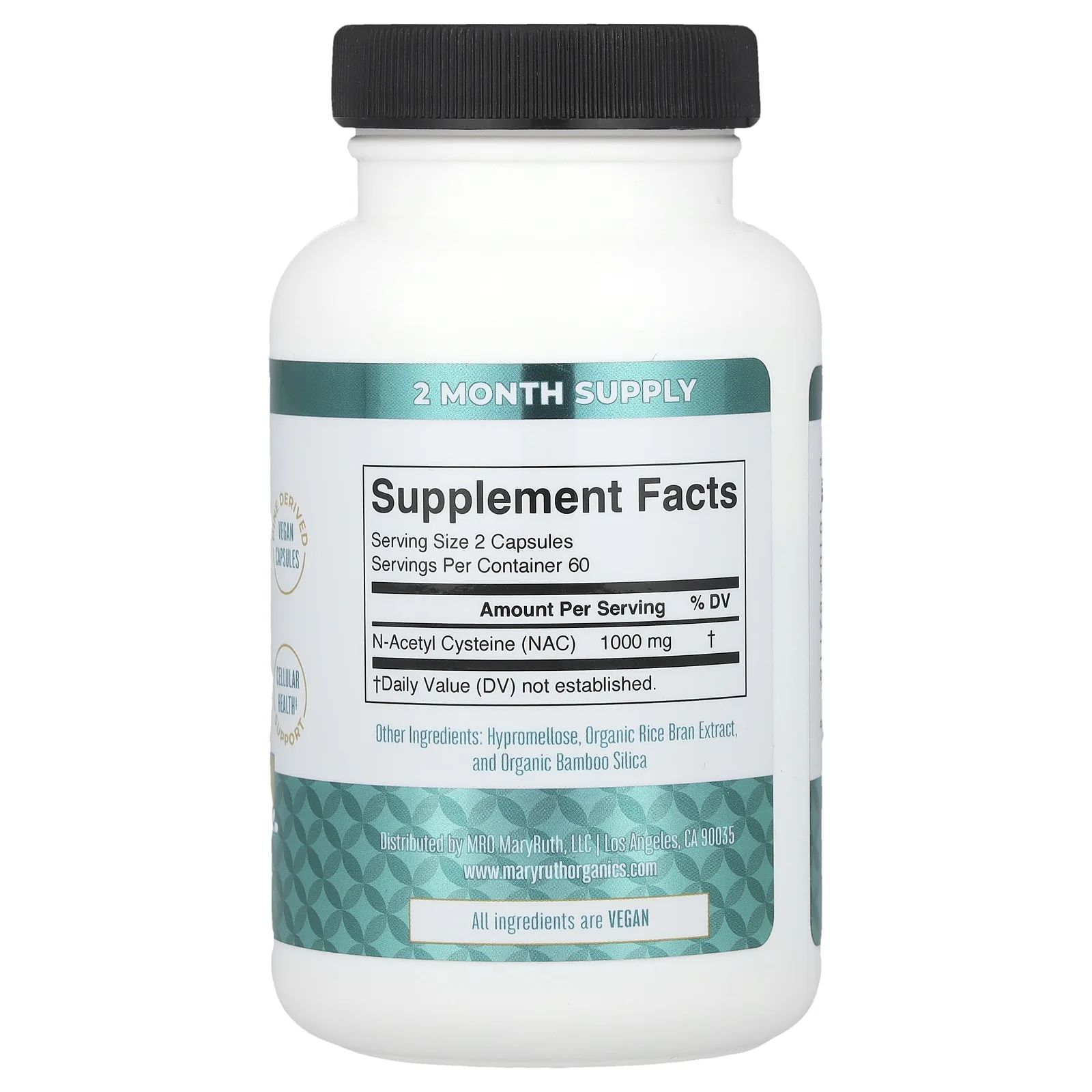 MaryRuth's, NAC, 1000 мг, 120 капсул (500 мг на капсулу)