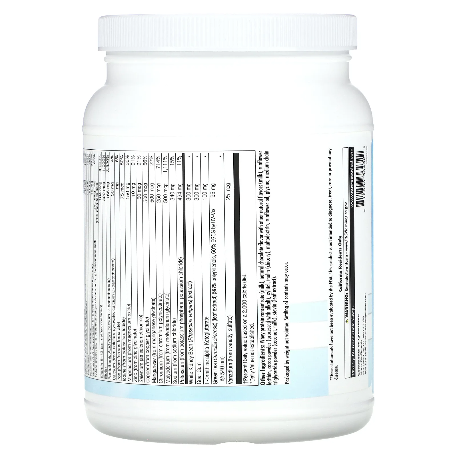 Nutra BioGenesis, UltraLean, натуральный шоколад, 641 г (1 фунт, 6,6 унции)