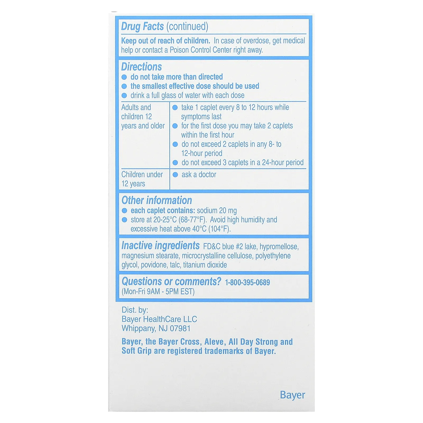 Aleve, Напроксен в таблетках, 220 мг, 50 капсул