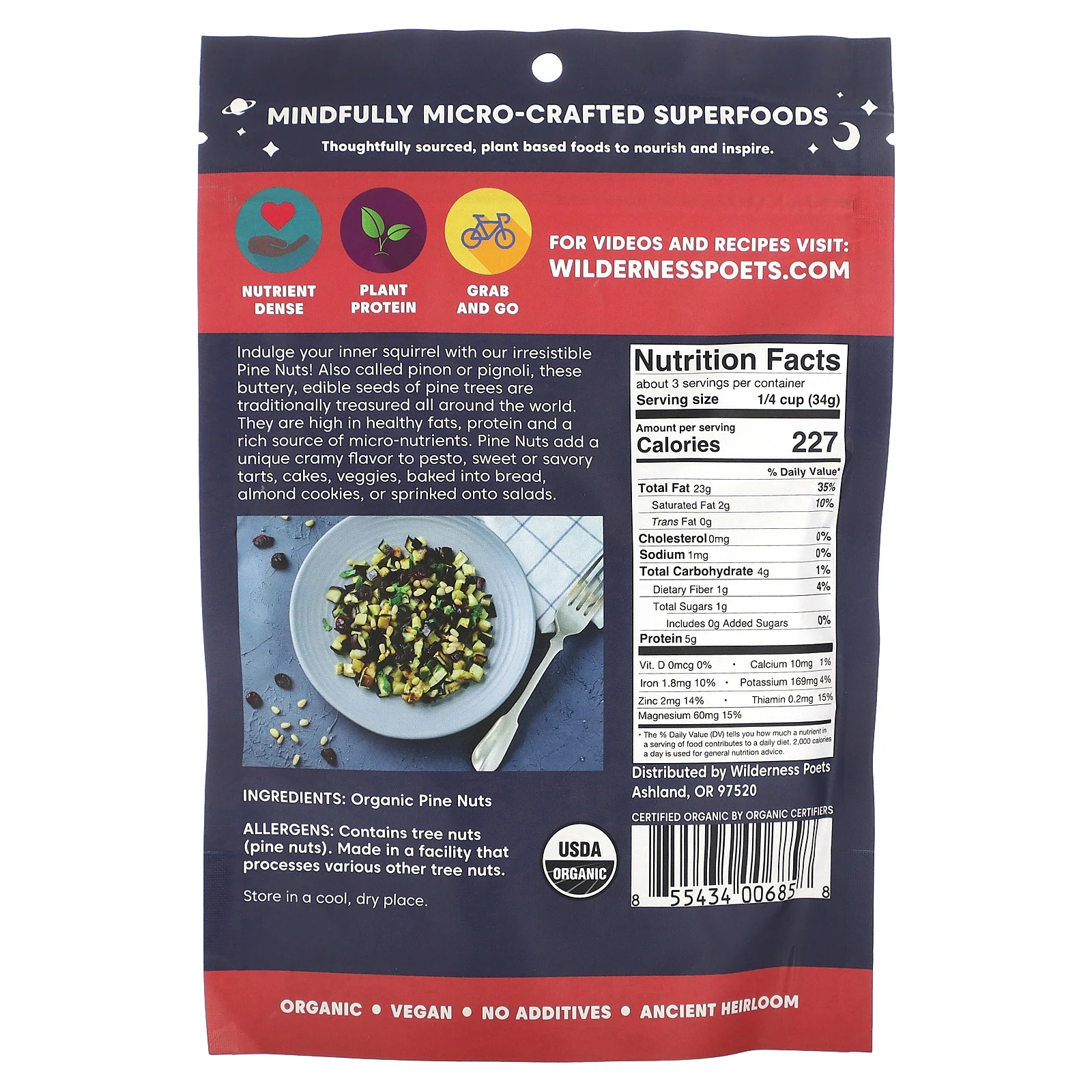 Wilderness Poets, органические кедровые орехи, 99 г (3,5 унции)