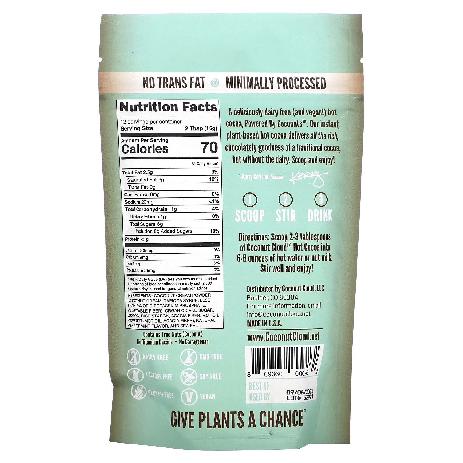 Coconut Cloud, Vegan Hot Cocoa, перечная мята, 198 г (7 унций)