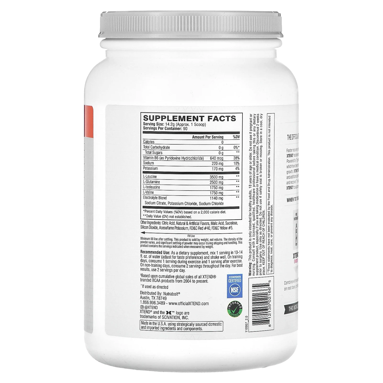 Xtend, The Original, 7 г аминокислот с разветвленными цепями, со вкусом итальянского красного апельсина, 1,31 кг (2,88 фунта)