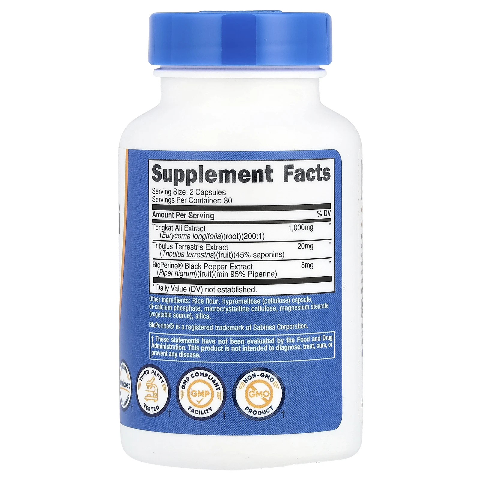 Nutricost, эврикома длиннолистная, 1000 мг, 60 капсул (500 мг в 1 капсуле)