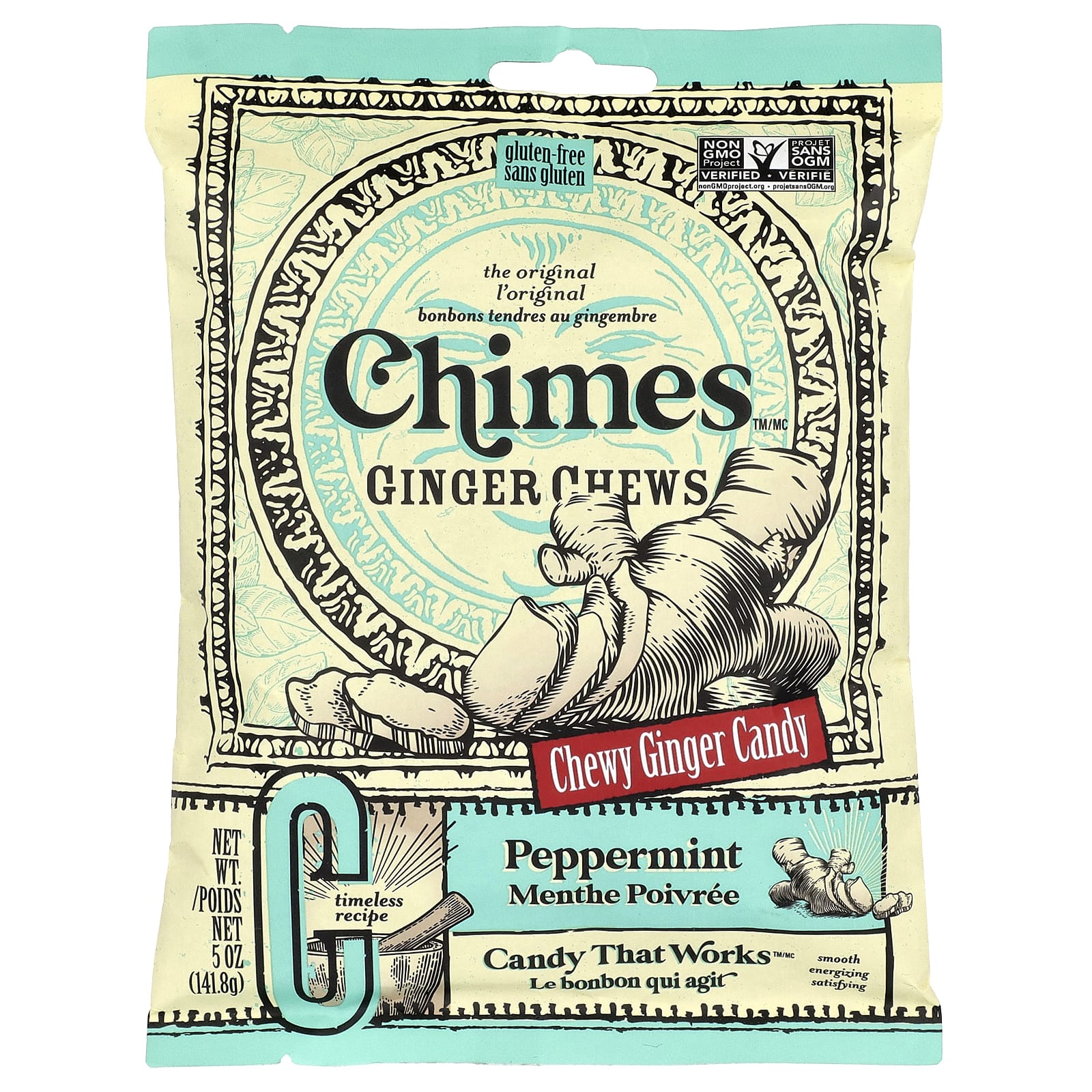 Chimes, жевательные таблетки с имбирем, со вкусом перечной мяты, 141,8 г (5 унций)