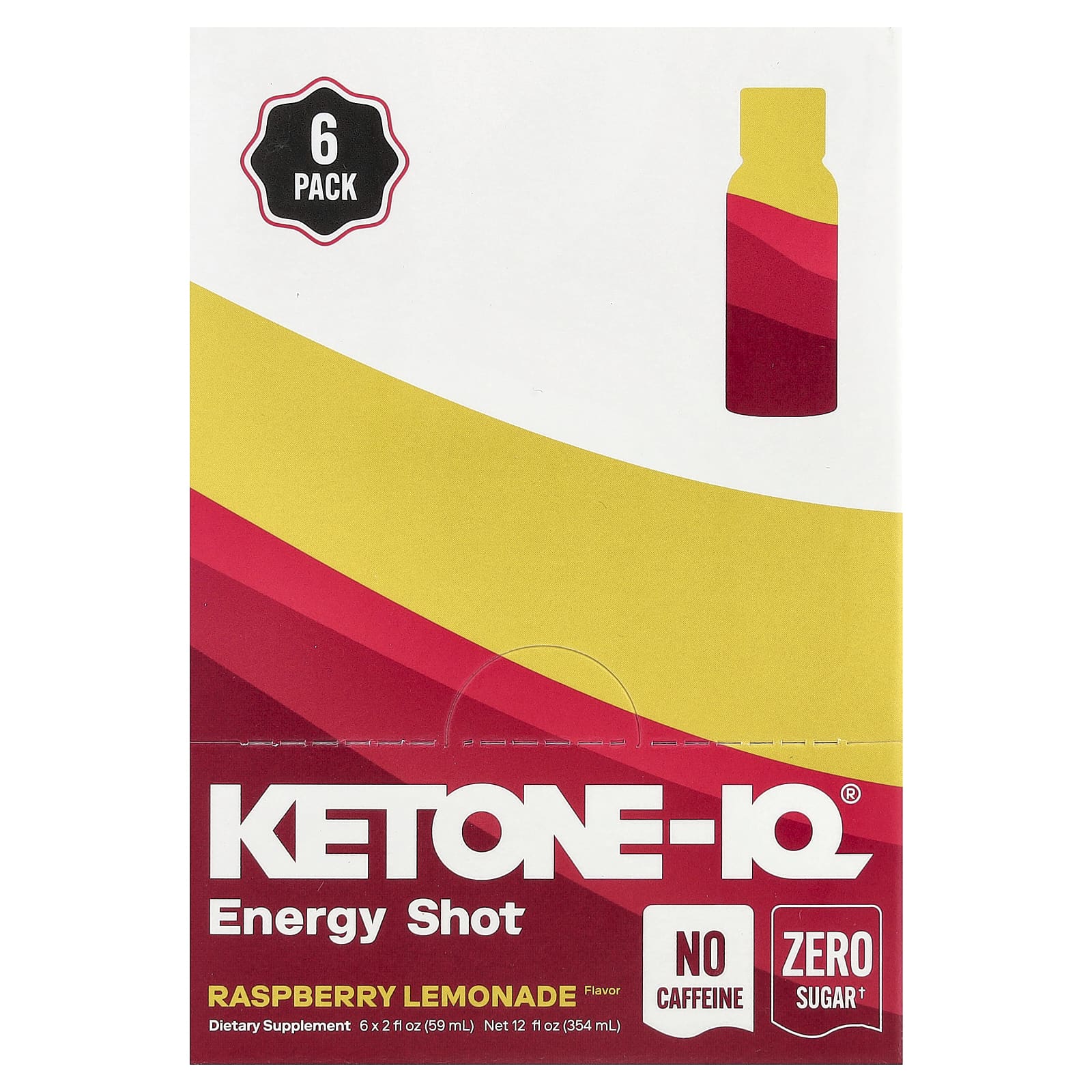 Ketone-IQ, Energy Shot, малиновый лимонад, без кофеина, 6 флаконов по 59 мл (2 жидк. унции)