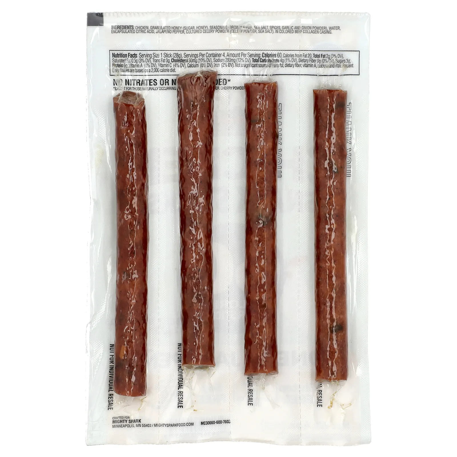 Mighty Spark, Куриные палочки, мед и халапеньо, 4 палочки