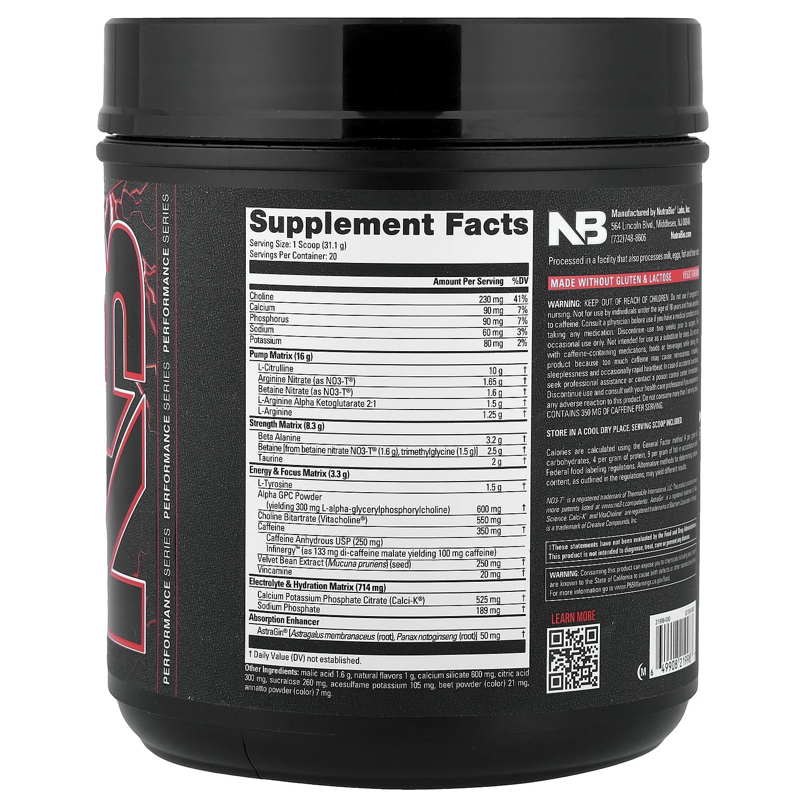 NutraBio, PRE-Workout, предтренировочный комплекс, пунш, 621 г (1,37 фунта)