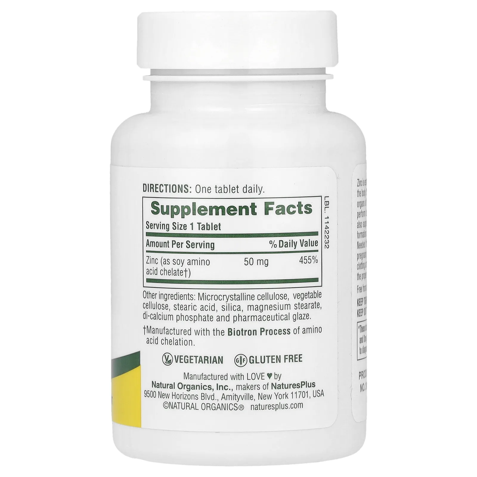 NaturesPlus, Цинк, 50 мг, 90 таблеток