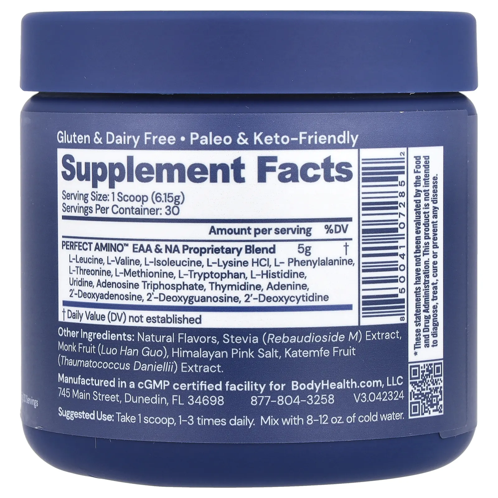 BodyHealth, Perfect Amino ™, шоколад, 184,5 г (6,5 унции)