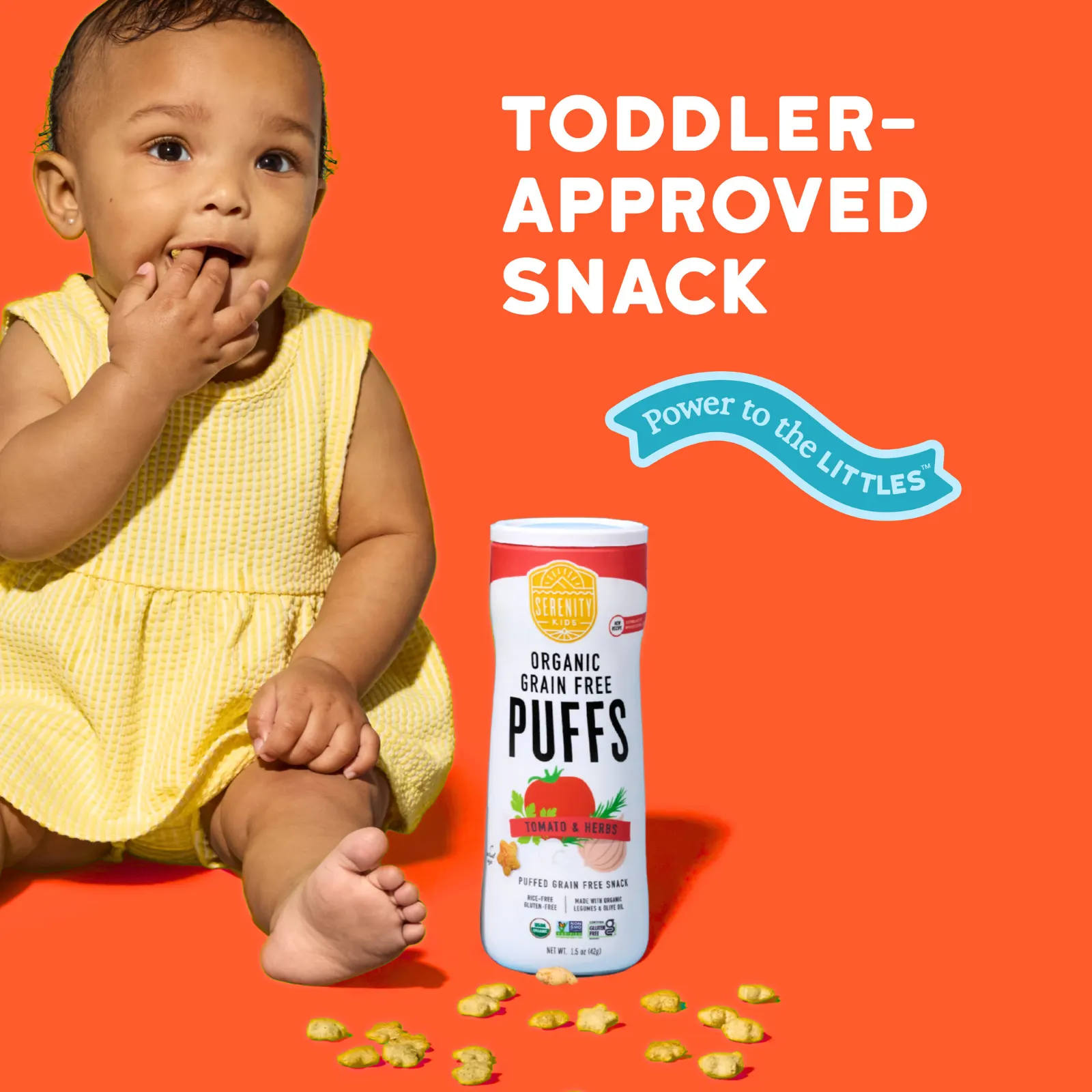 Serenity Kids, органические колечки без злаков, томат и травы, 42 г (1,5 унции)