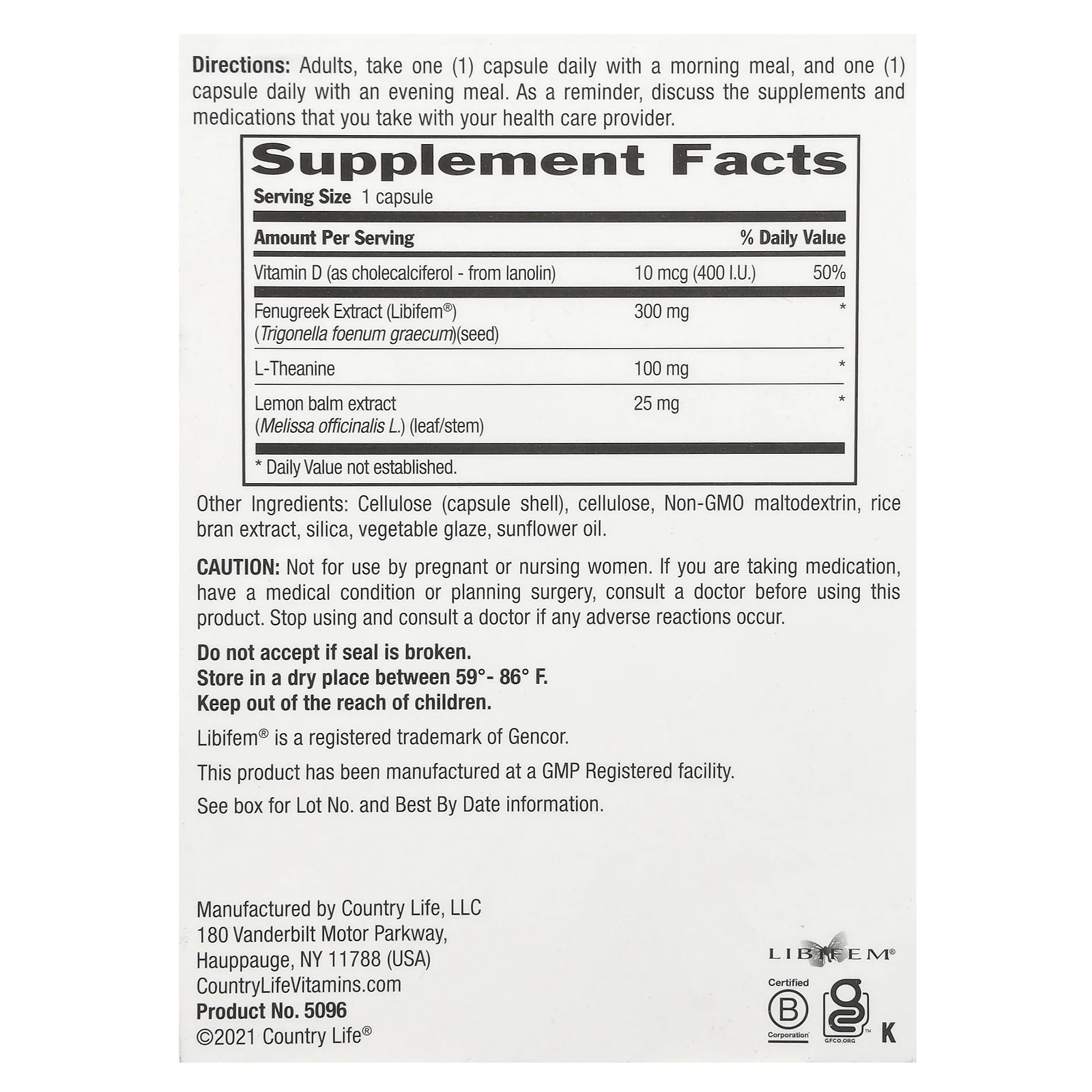 Country Life, Libido Rescue, 60 вегетарианских капсул