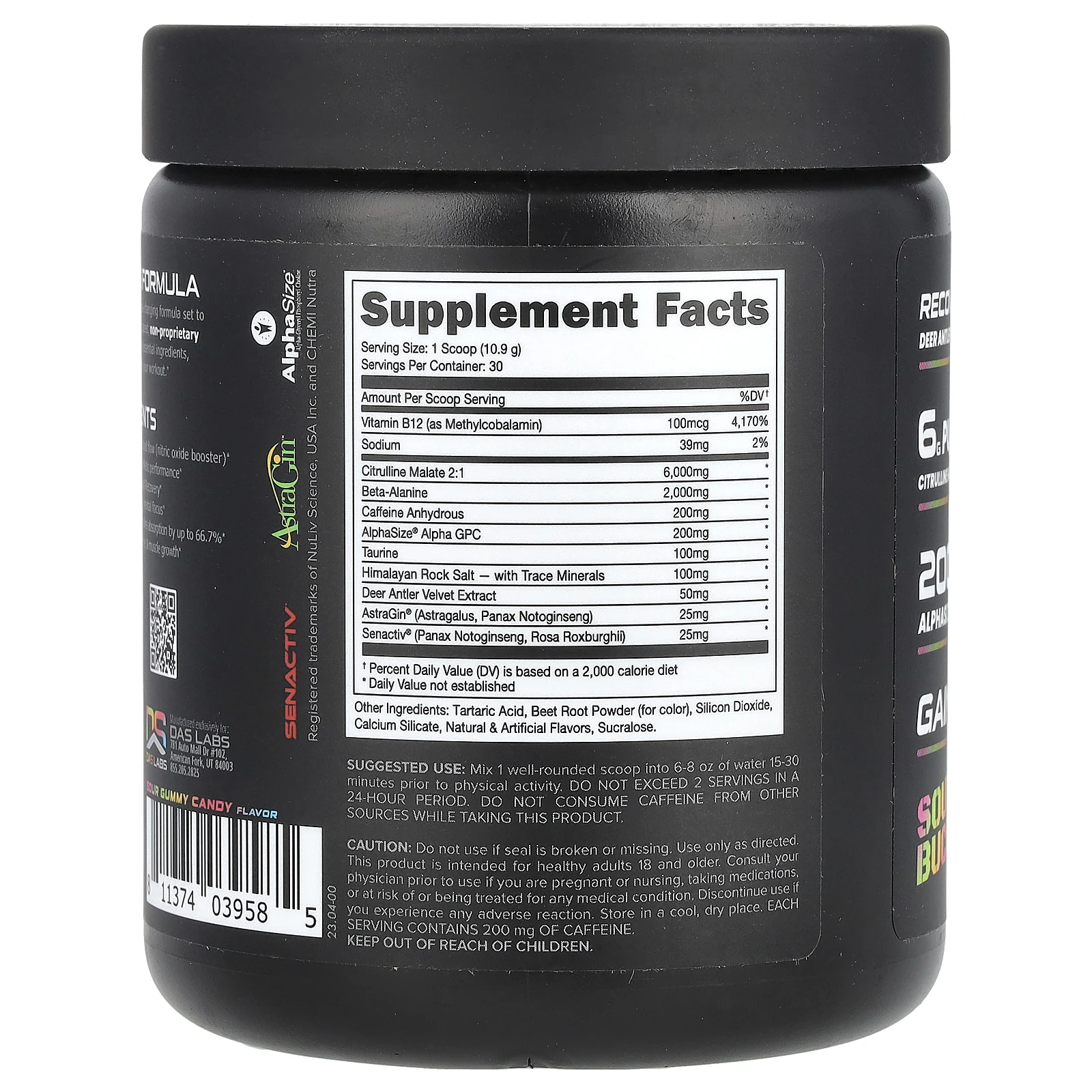 Bucked Up, предтренировочный комплекс, Sour Bucks, кислые жевательные конфеты, 327 г (11,5 унции)