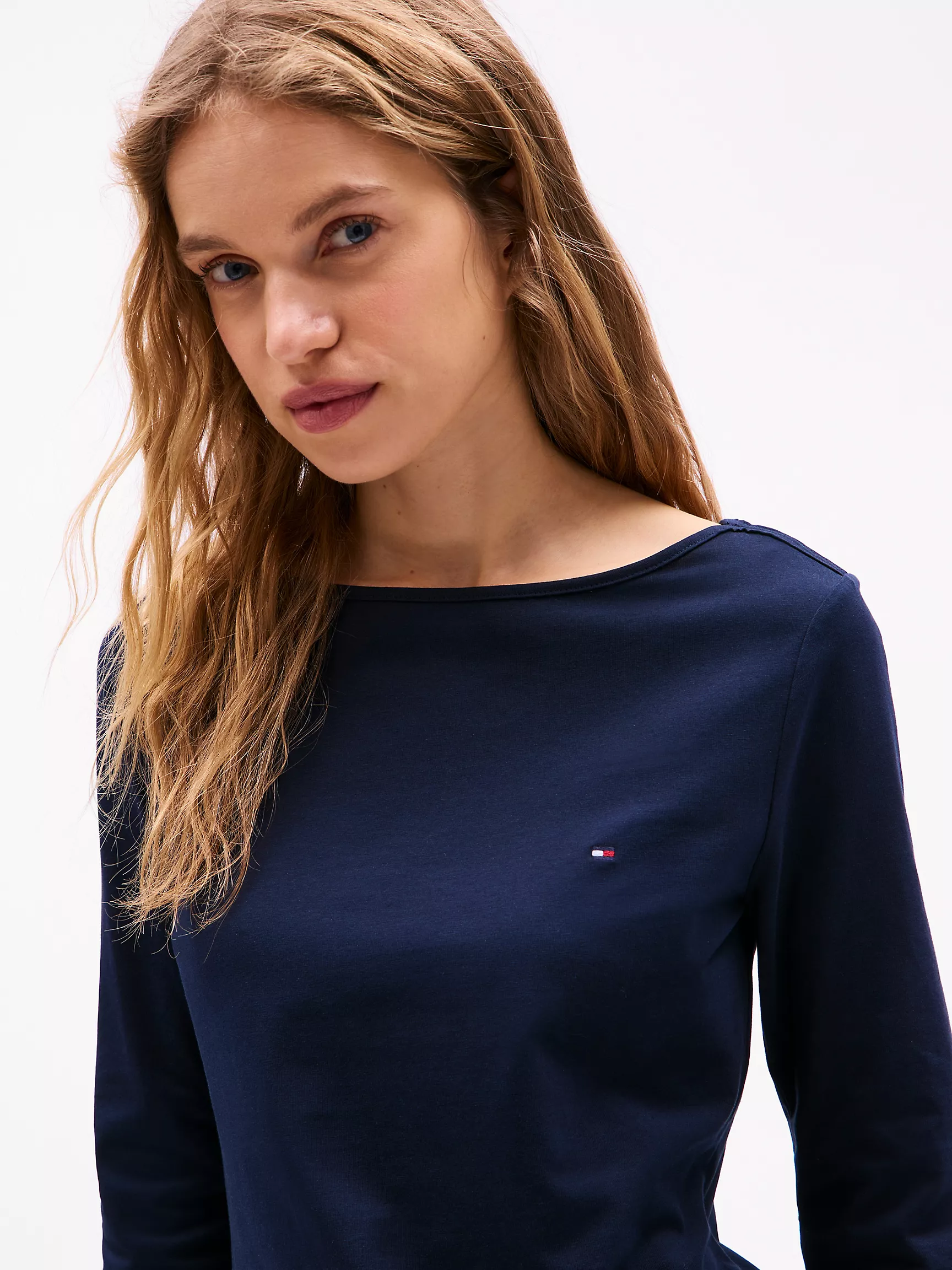 Женский топ Tommy Hilfiger, Футболка с вырезом "лодочка"
