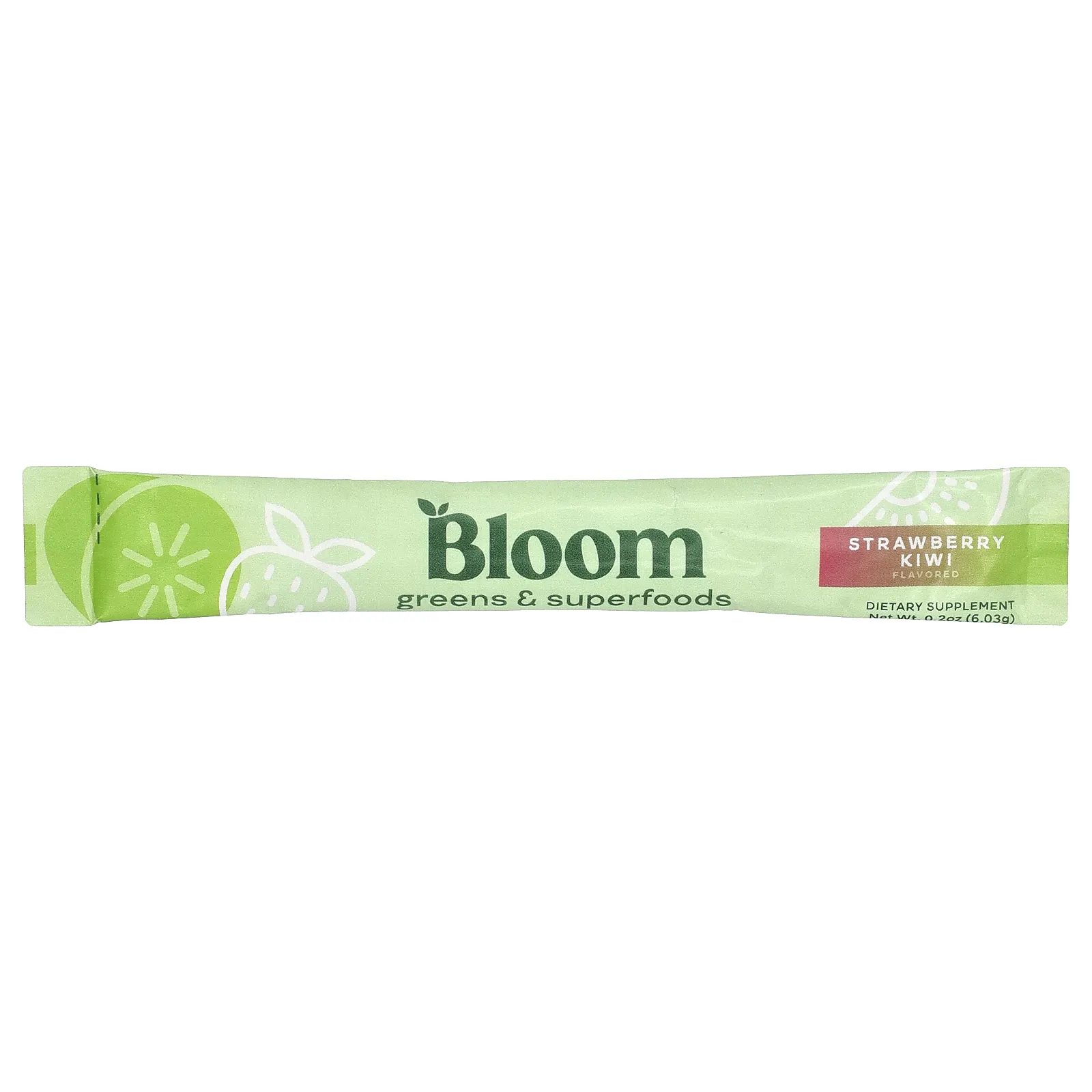 Bloom, зелень и суперфуды, клубника и киви, 15 пакетиков по 6,05 г (0,21 унции)