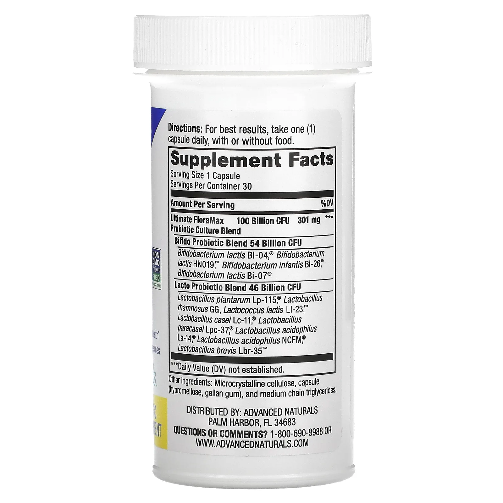 Advanced Naturals, Ultimate FloraMax, улучшенный уход, 100 млрд, 30 растительных капсул