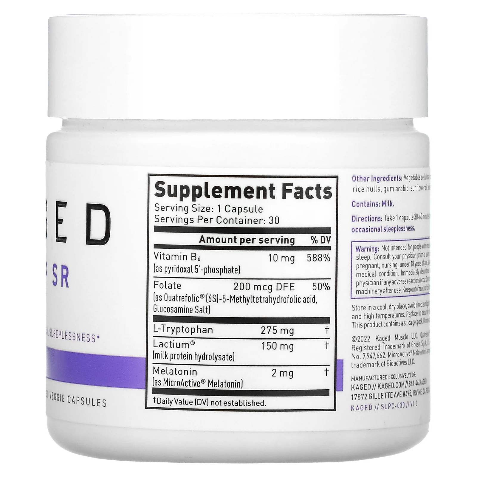Kaged, Sleep SR, 30 растительных капсул