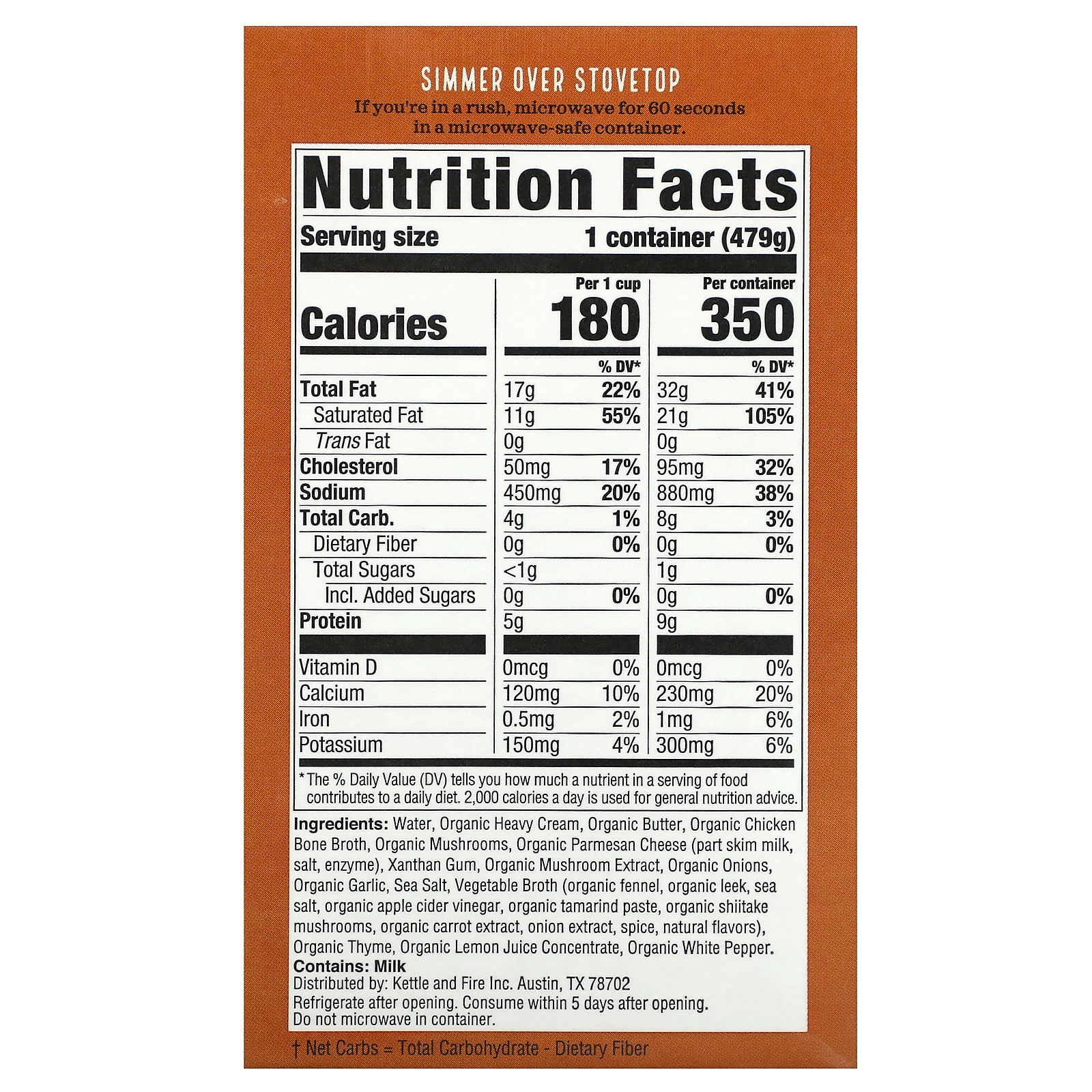 Kettle & Fire, Bone Broth Soup, Keto, грибной бисквит, 479 г (16,9 унции)