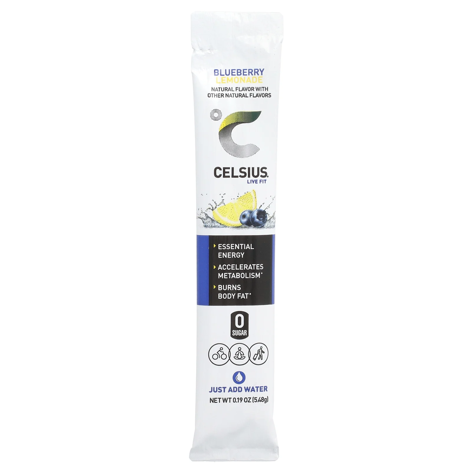 Celsius, Live Fit, черничный лимонад, 14 пакетиков, по 5,48 г (0,19 унции)