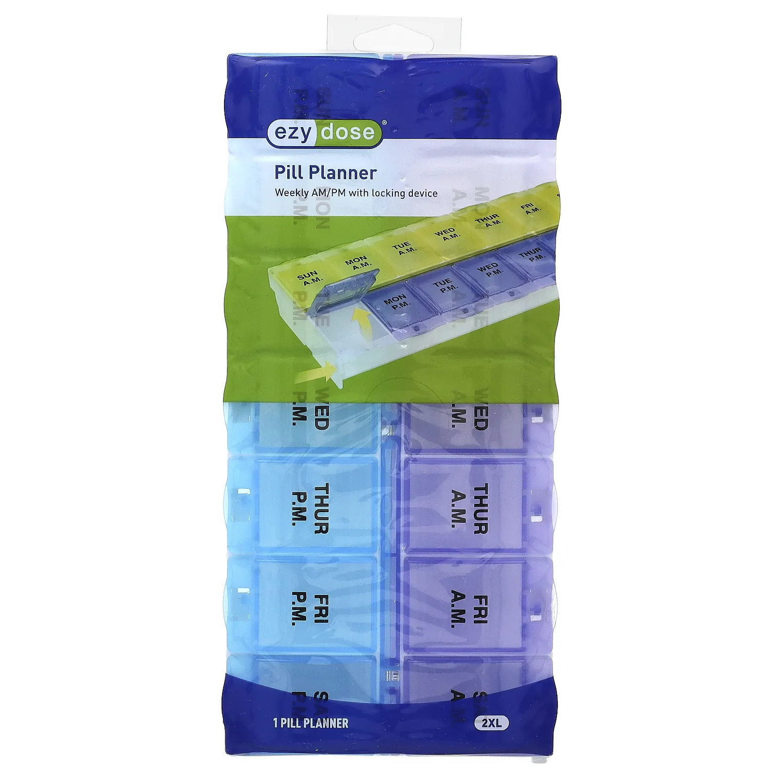 Ezy Dose, еженедельный органайзер для таблеток с замком, 2 шт., размер XL, 1 шт.