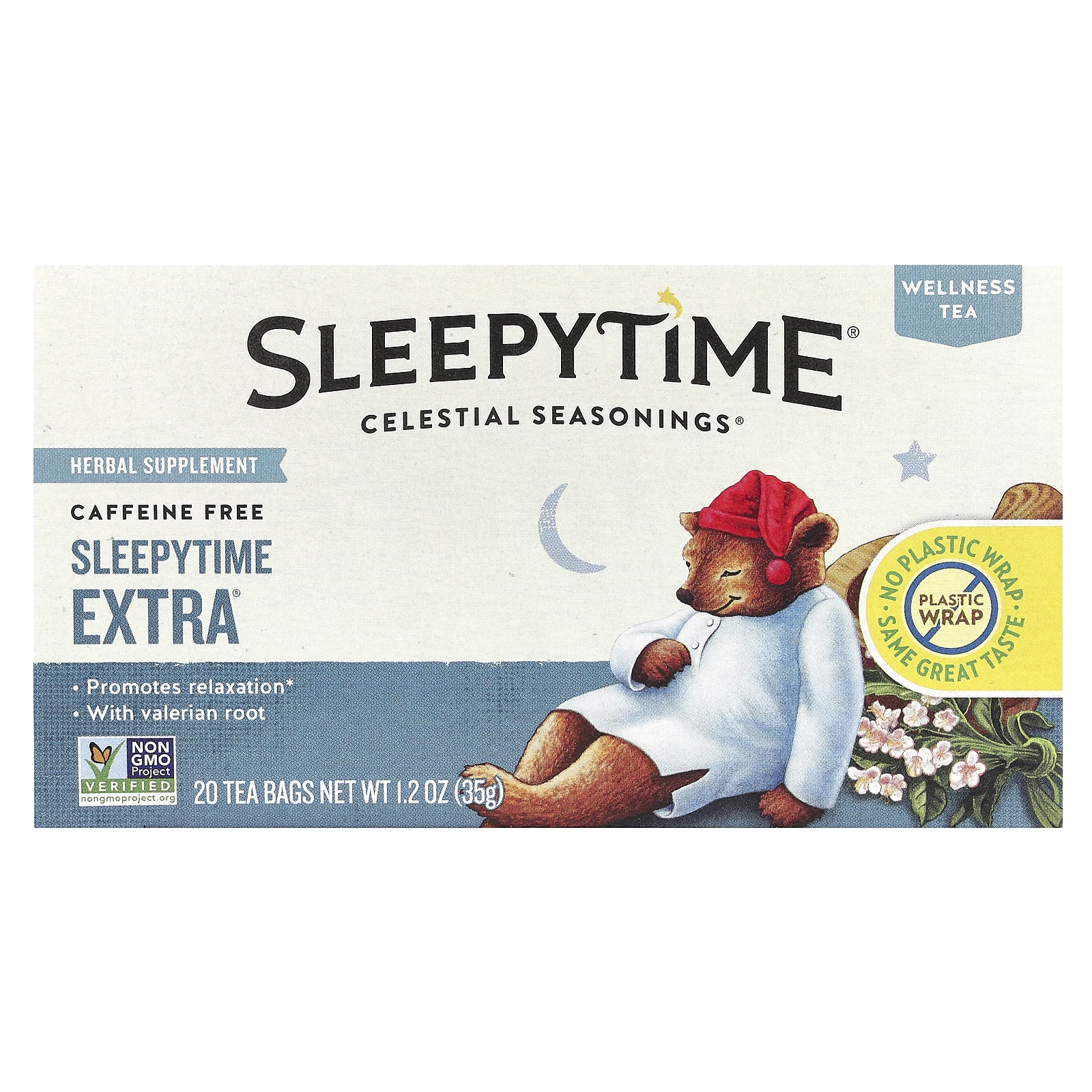 Celestial Seasonings, Велнес-чай Sleepytime Extra, без кофеина, 20 чайных пакетиков, 1,2 унции (35 г)