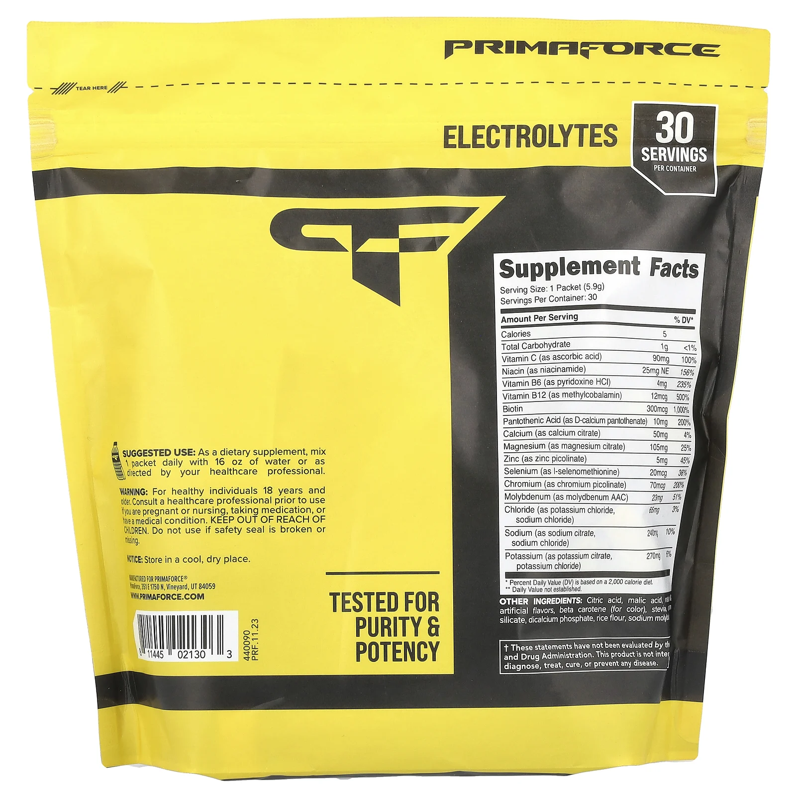 Primaforce, Electrolytes, улучшенный комплекс для увлажнения, персик и манго, 30 пакетиков по 5,9 г (0,21 унции)