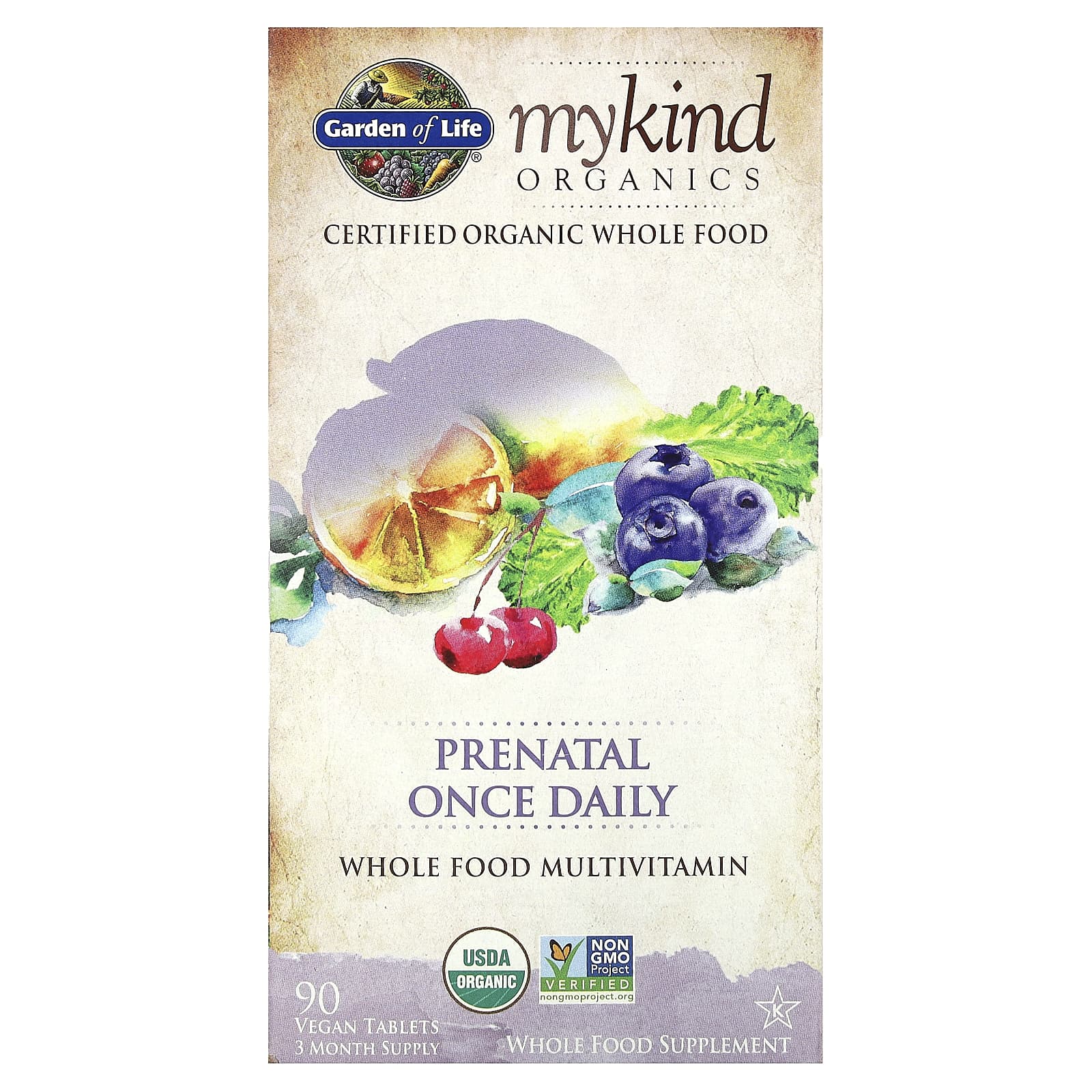 Garden of Life, MyKind Organics, пренатальные мультивитамины, одна таблетка в день, 90 веганских таблеток