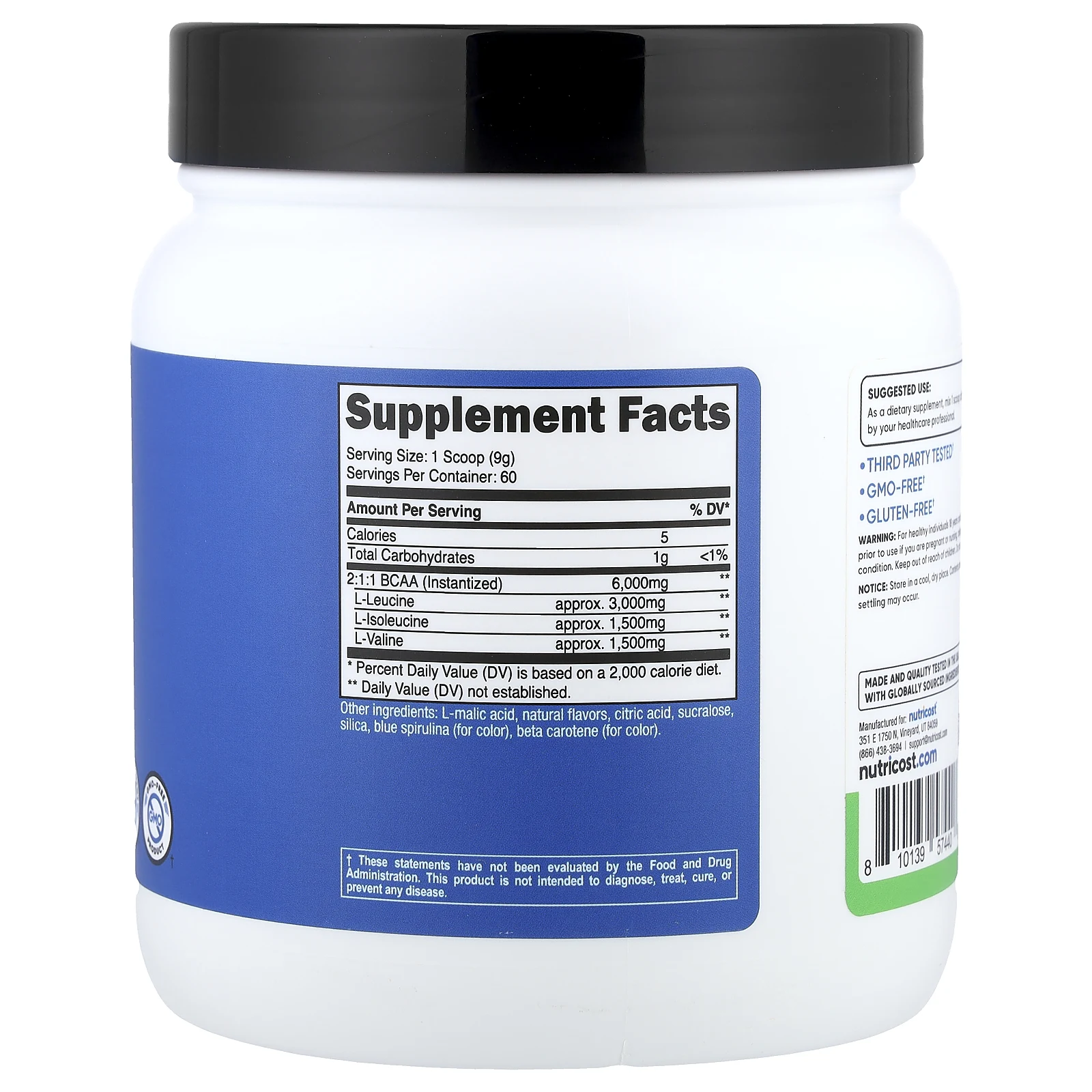 Nutricost, Performance, BCAA, со вкусом зеленого яблока, 540 г (1,2 фунта)