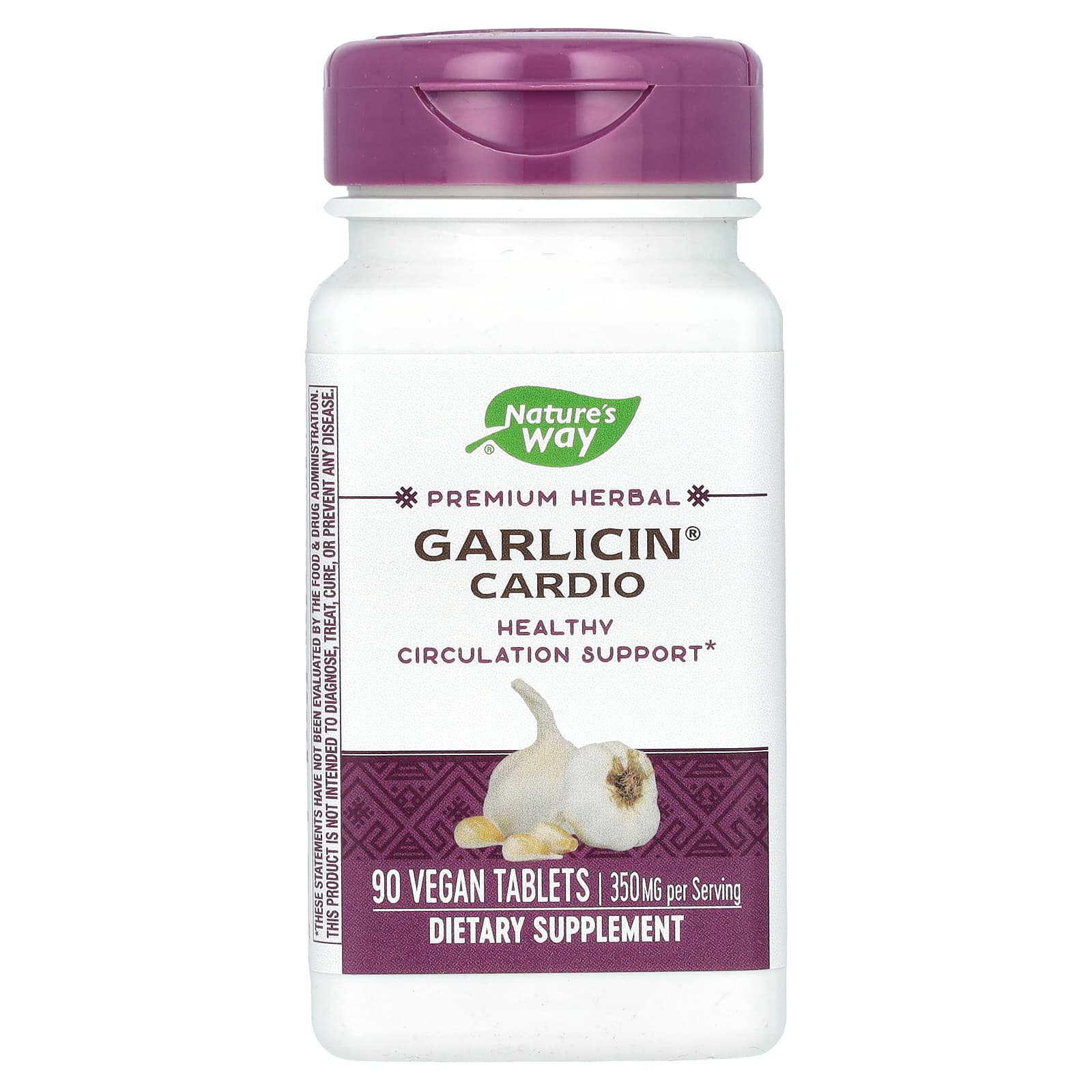 Nature's Way, Garlicin Cardio, 350 мг, 90 веганских таблеток