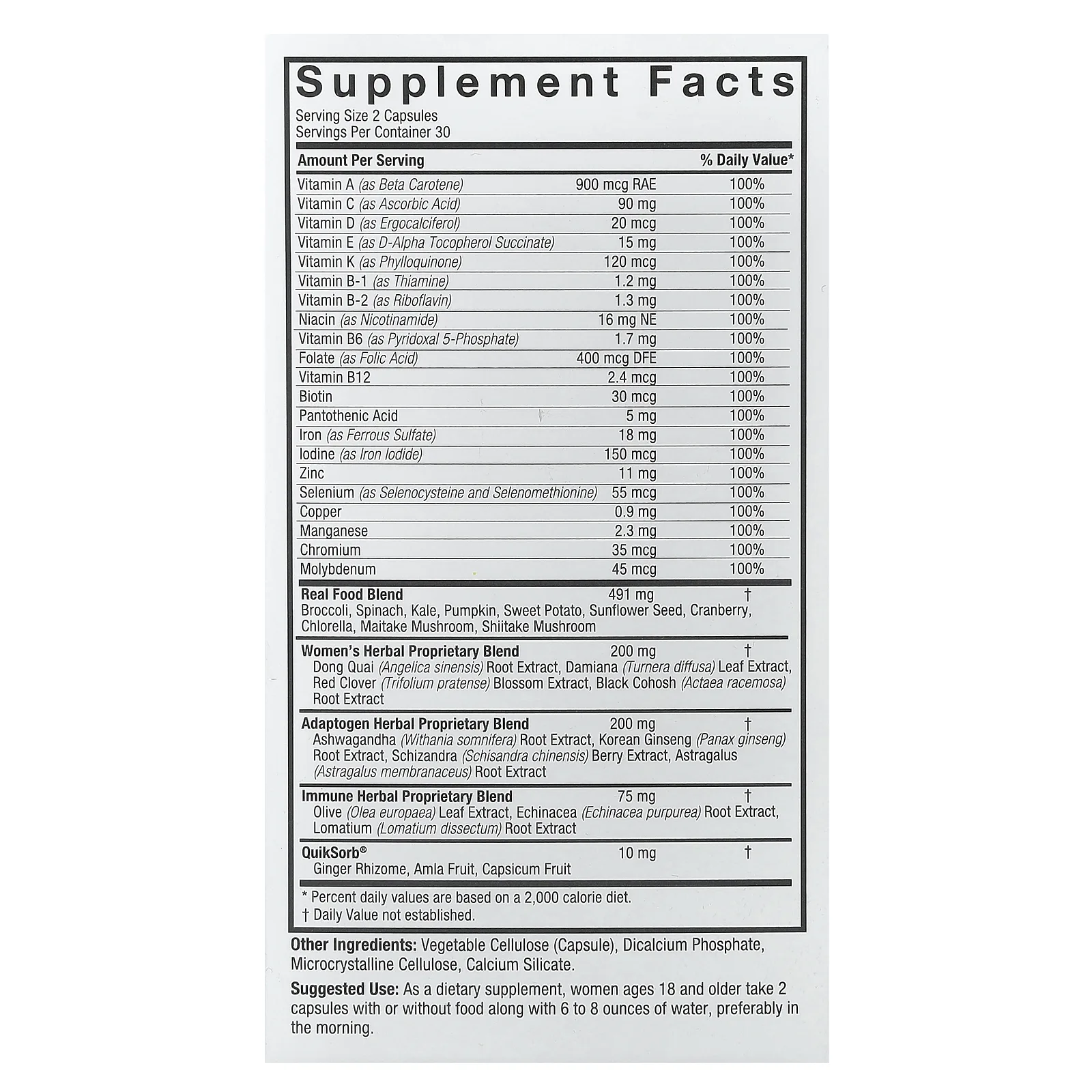 Nature's Answer, 100, мультивитамины для женщин, 60 вегетарианских капсул